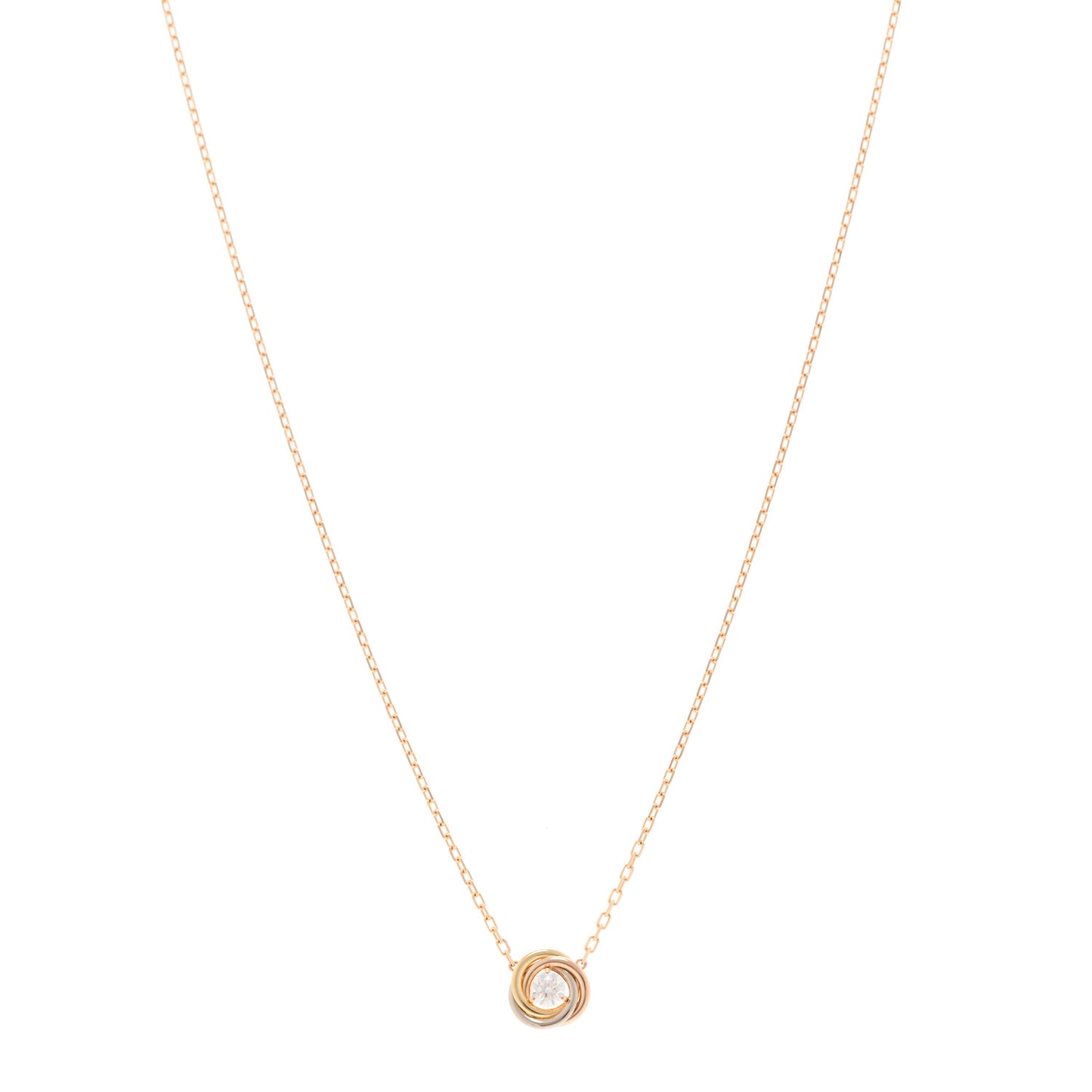 18K Pink White Yellow Gold Diamond Trinity De Cartier Pendant Necklace
