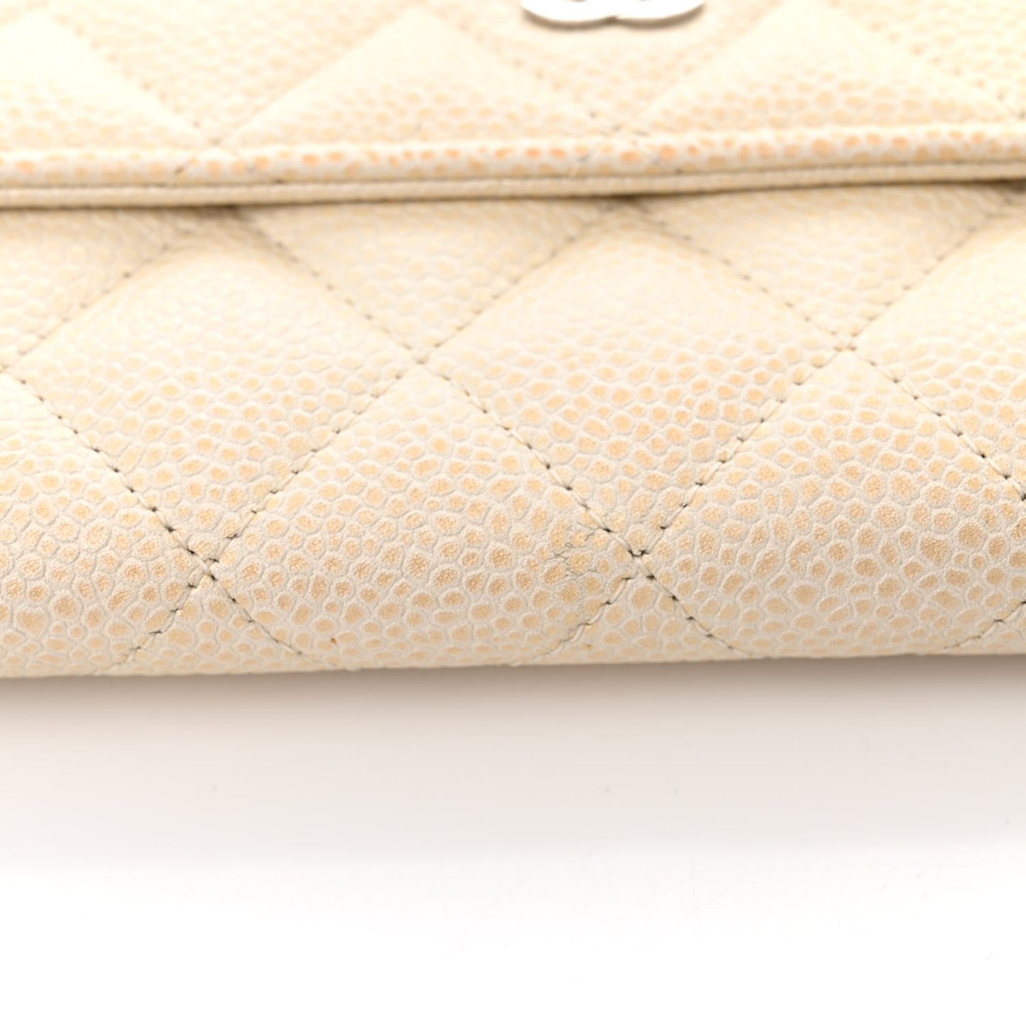 Caviar Quilted Large Flap Wallet Ivory