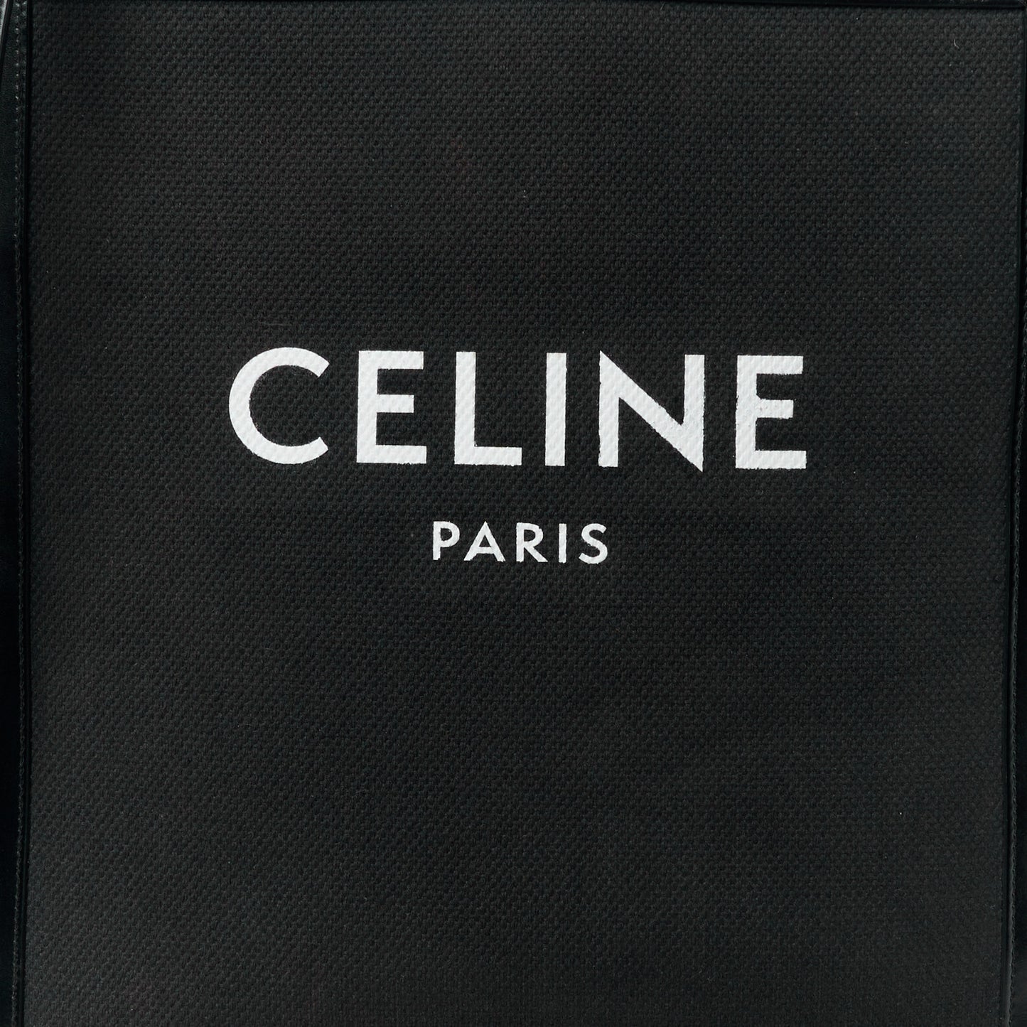 Canvas Calfskin Small Vertical Cabas Black
