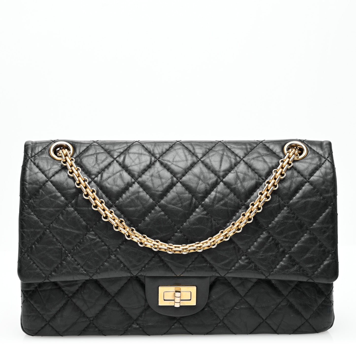 Aged Calfskin Quilted 2.55 Reissue 226 Flap Black