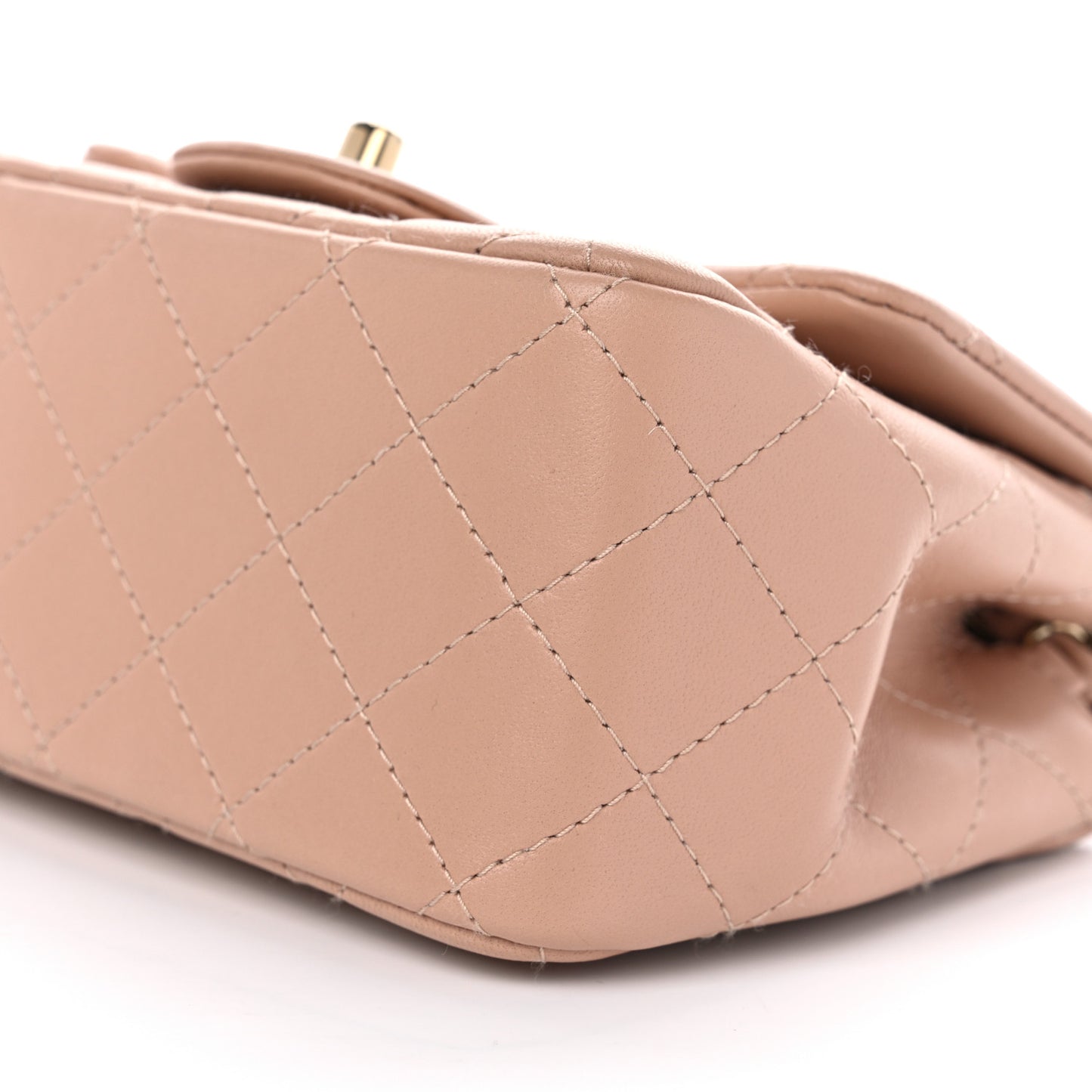 Lambskin Quilted Mini Square Flap Beige