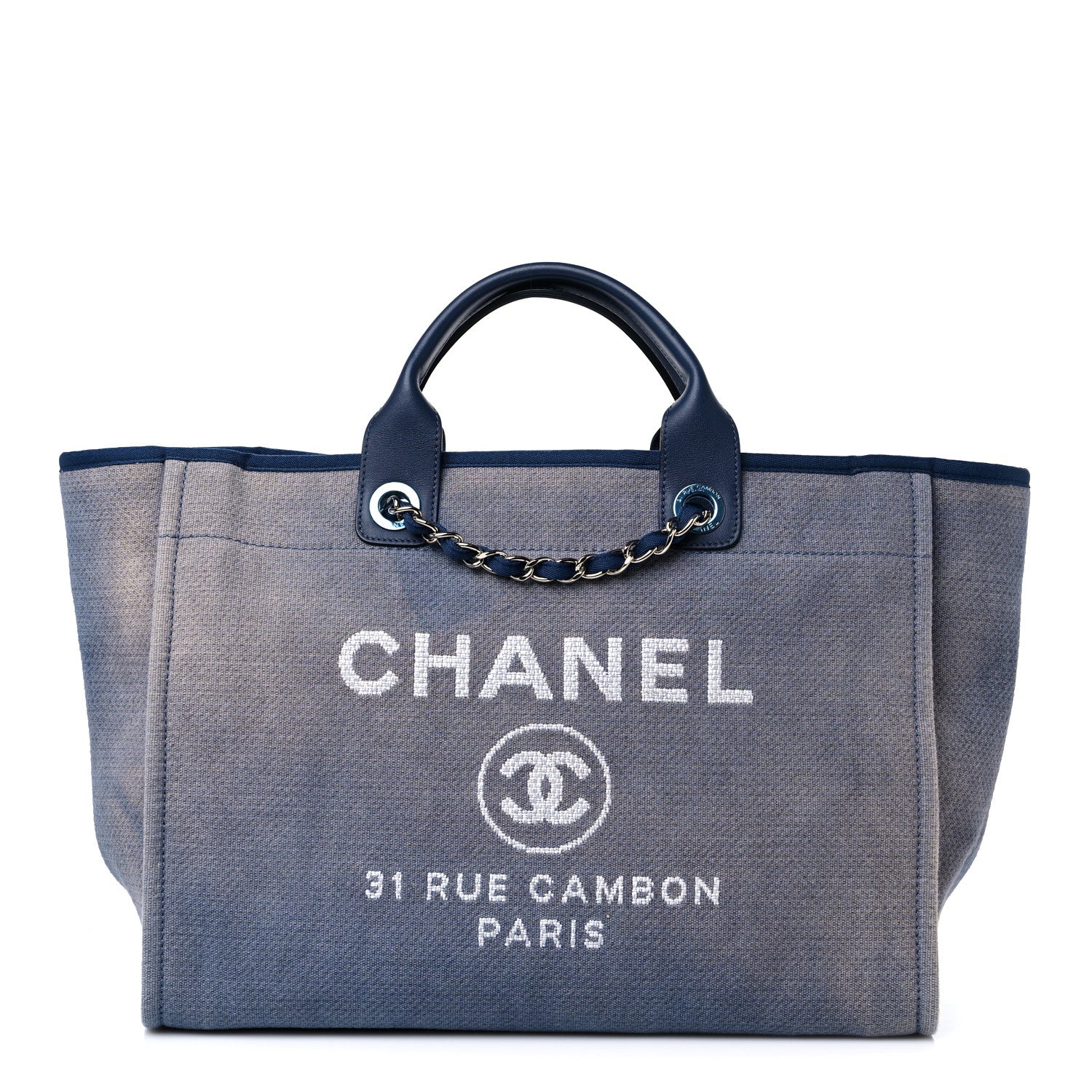 Chanel Canvas Medium Deauville Tote Blue 1 of 15