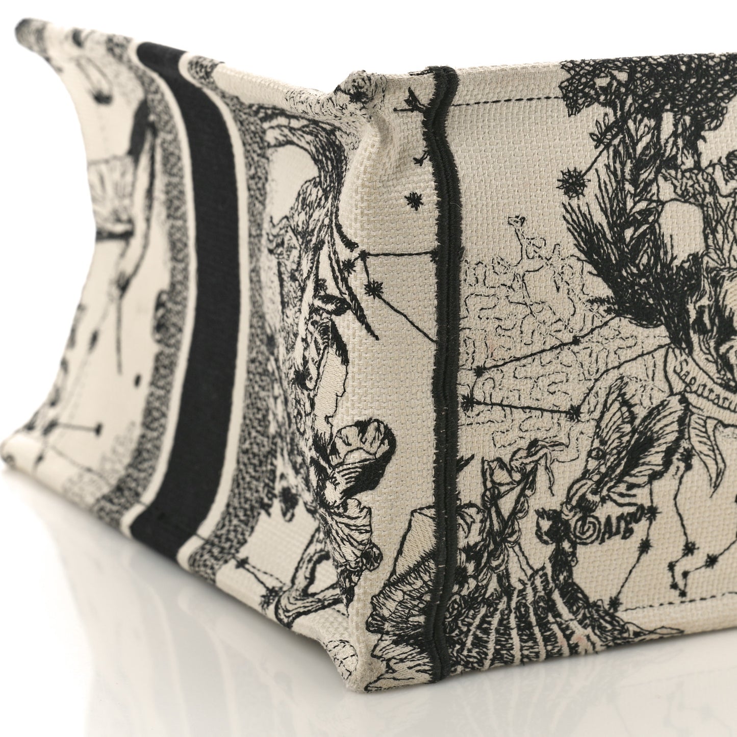 Canvas Embroidered Small Zodiac Toile De Jouy Book Tote Latte