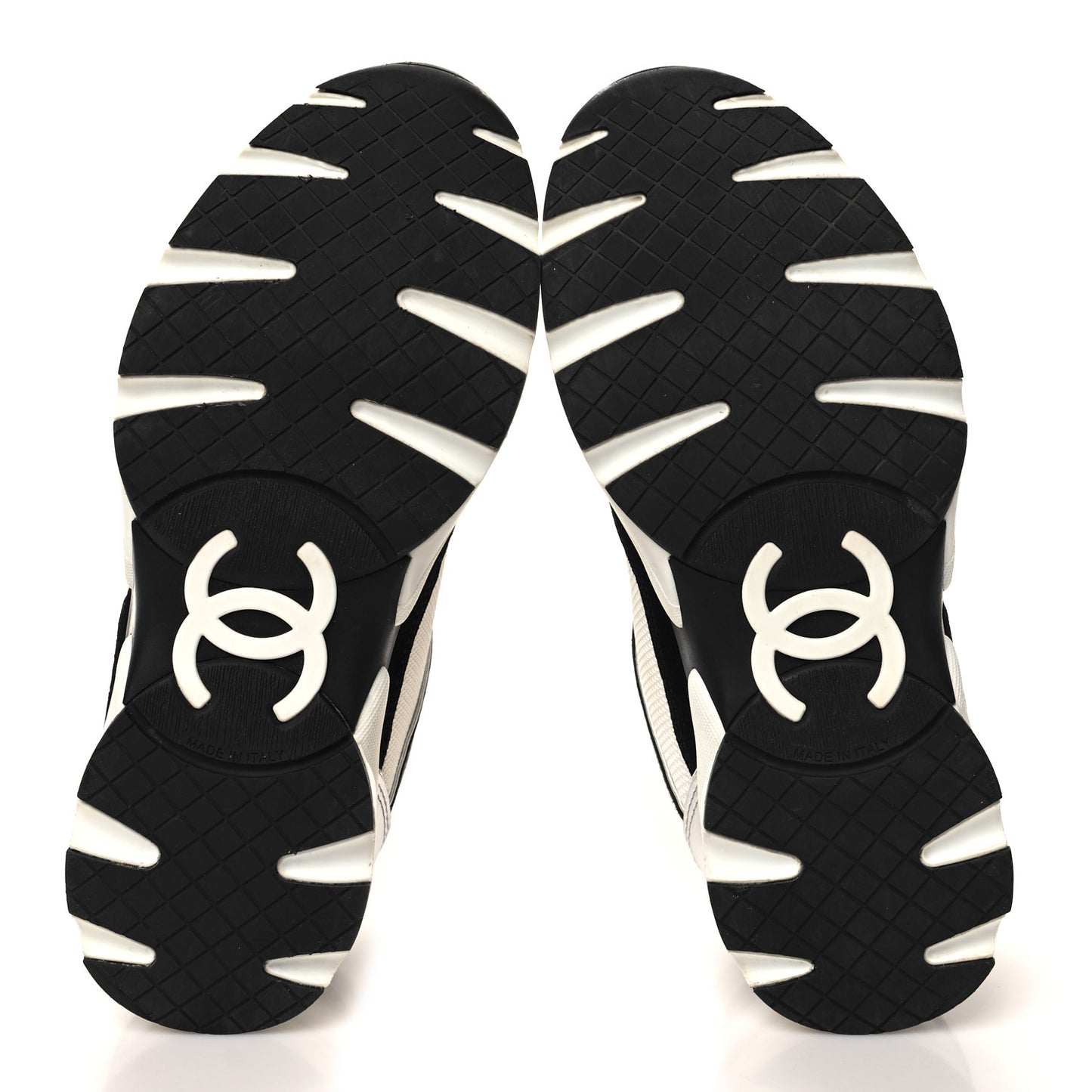 Mesh Suede Calfskin Grained Calfskin Womens CC Sneakers 35 Black White