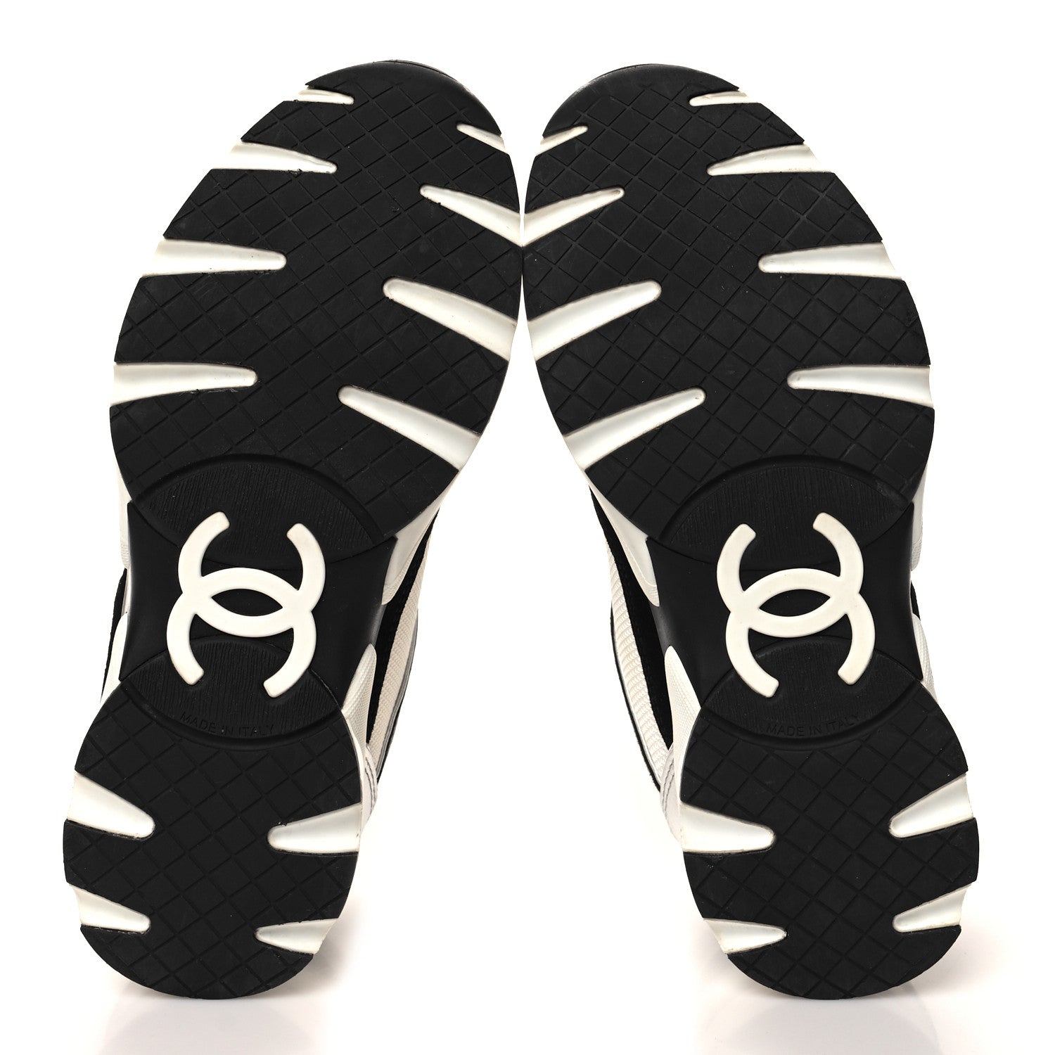Chanel Mesh Suede Calfskin Grained Calfskin Womens CC Sneakers 35 Black White 5 of 11