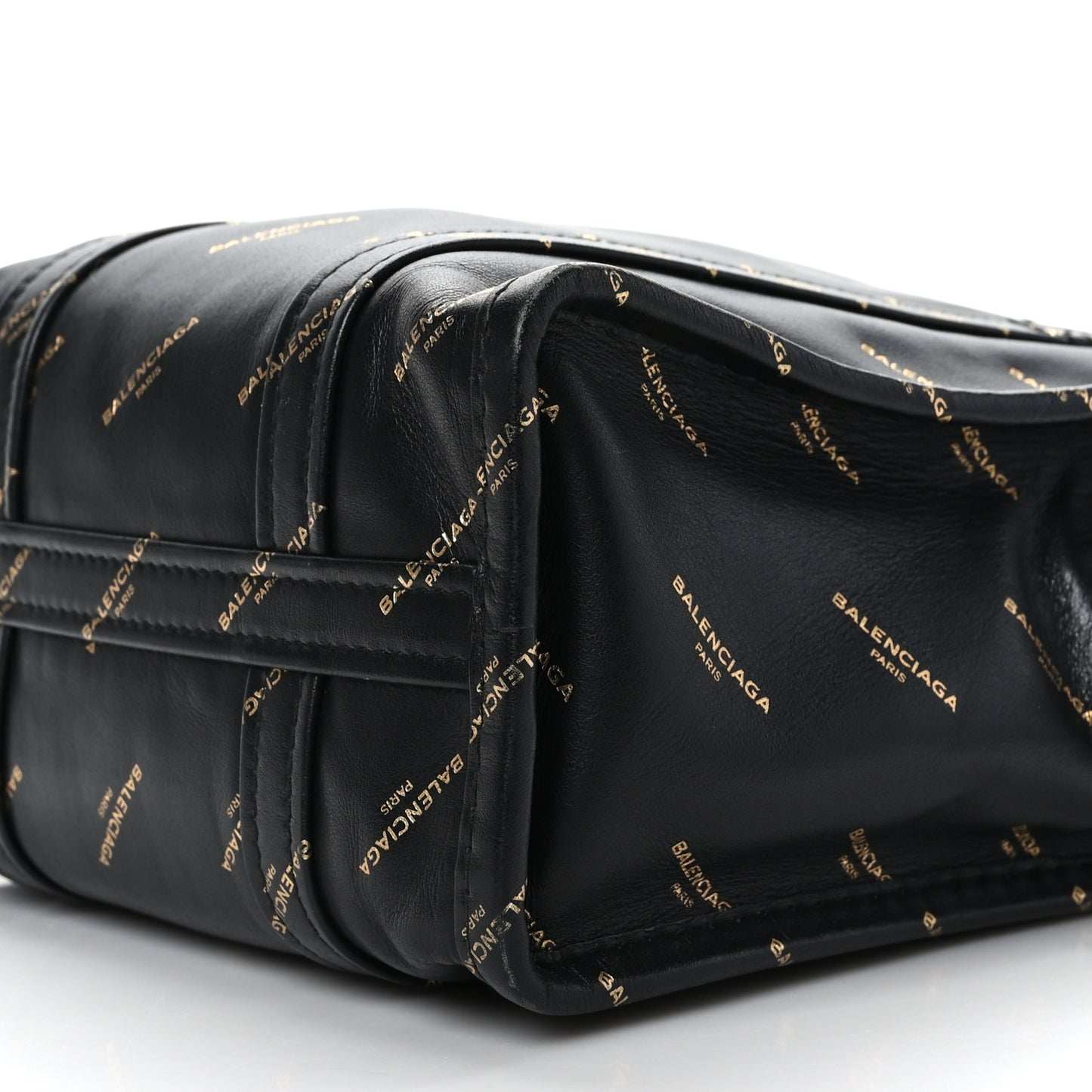 Calfskin Allover Logo XS Bazar Shopper Tote Black Gold