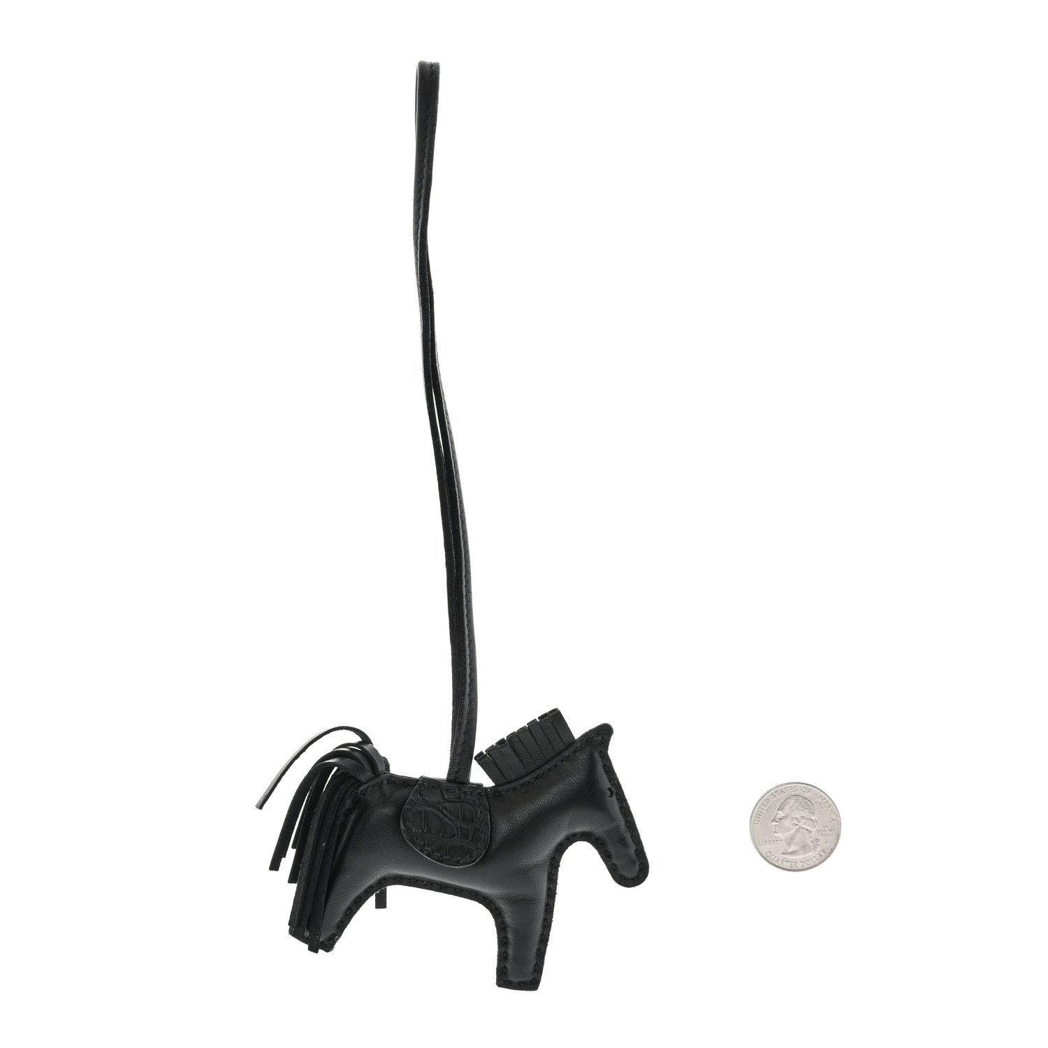 Hermes Milo Lambskin Matte Alligator Touch Grigri Rodeo Horse Bag Charm PM So Black 2 of 4