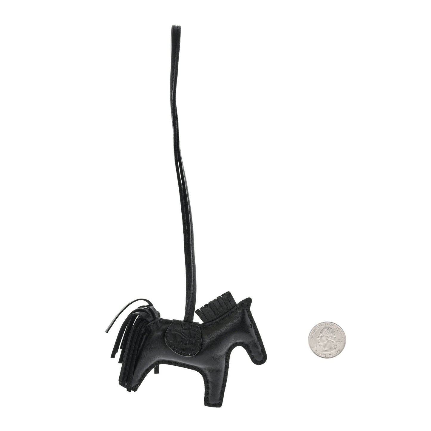 Milo Lambskin Matte Alligator Touch Grigri Rodeo Horse Bag Charm PM So Black