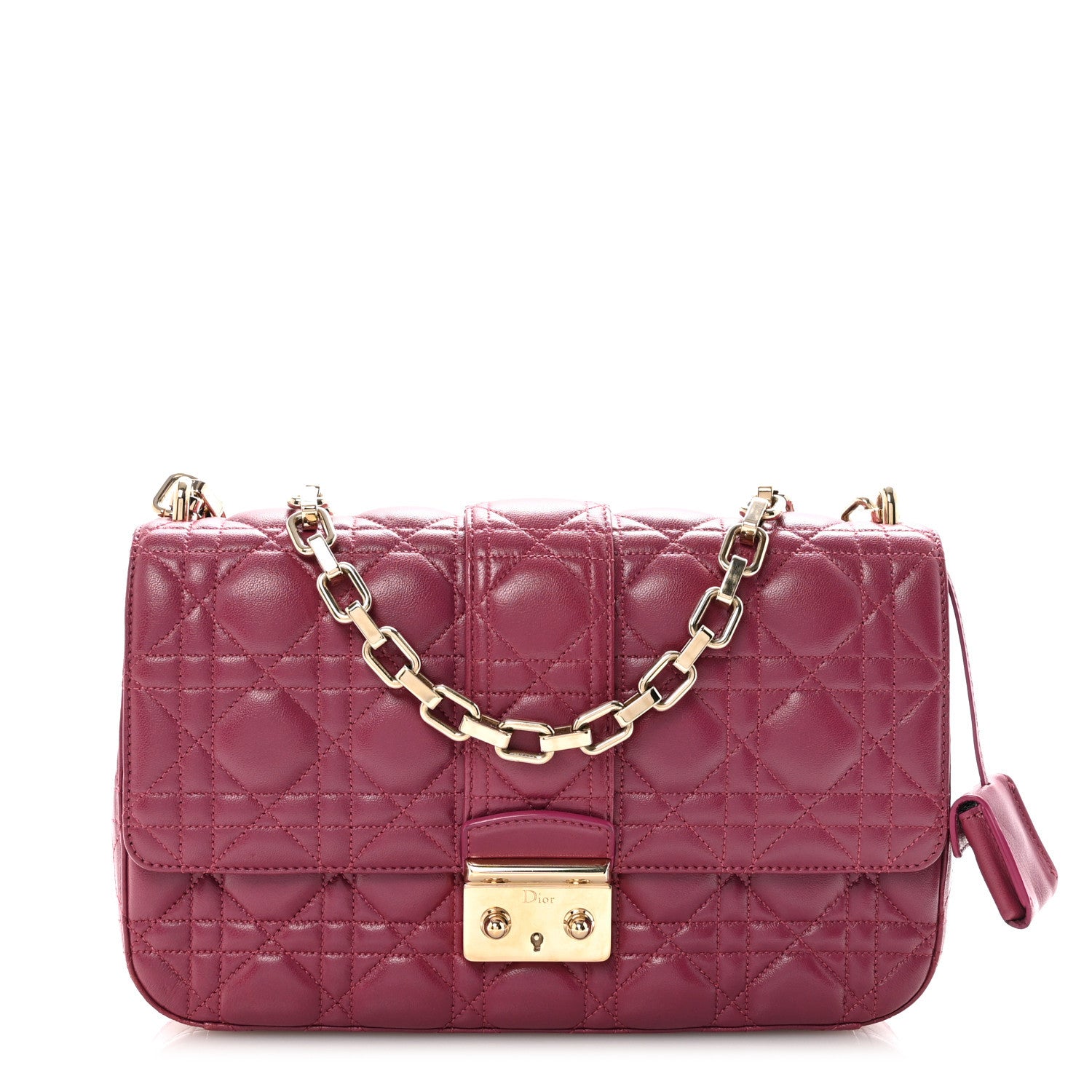 限定Dior Christian Dior Lambskin Cannage Medium Miss Dior Flap Fuchsia
