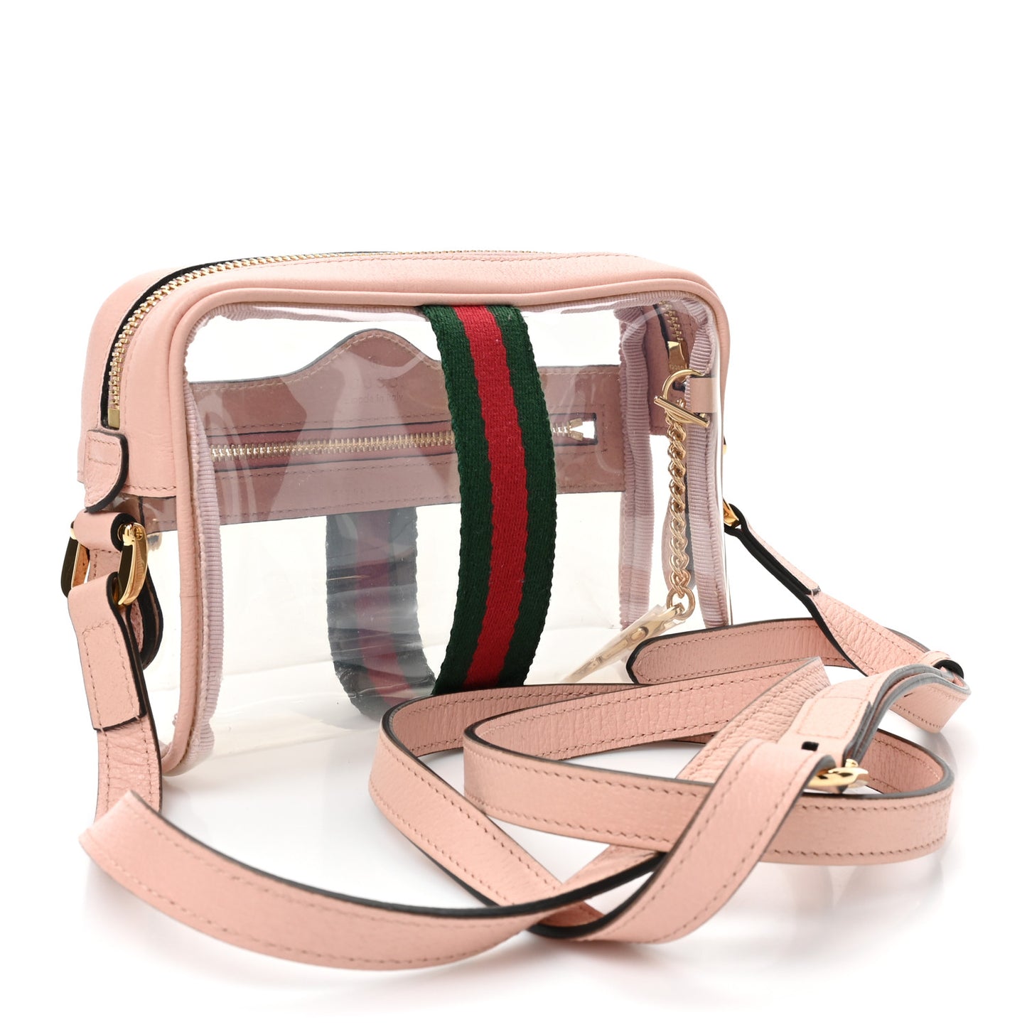 Vinyl Web Mini Ophidia Transparent Shoulder Bag Perfect Pink