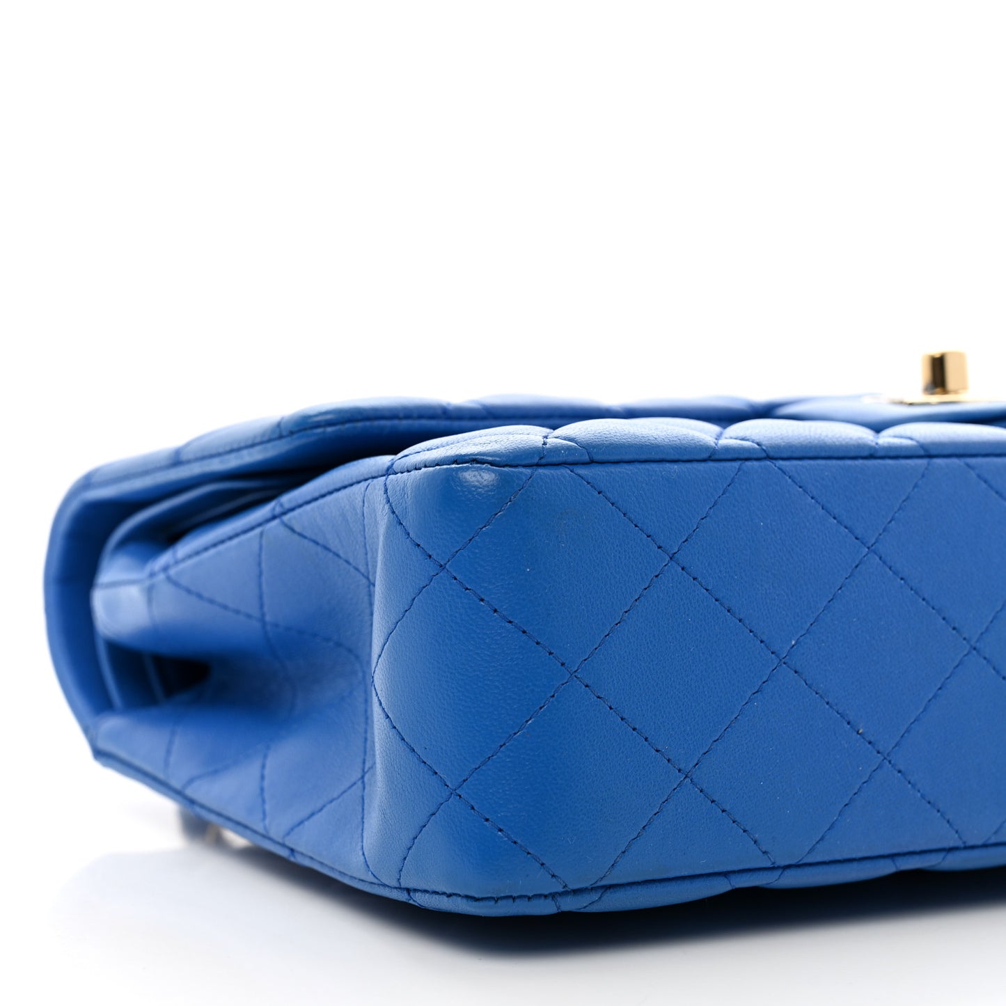 Lambskin Quilted Medium Double Flap Blue