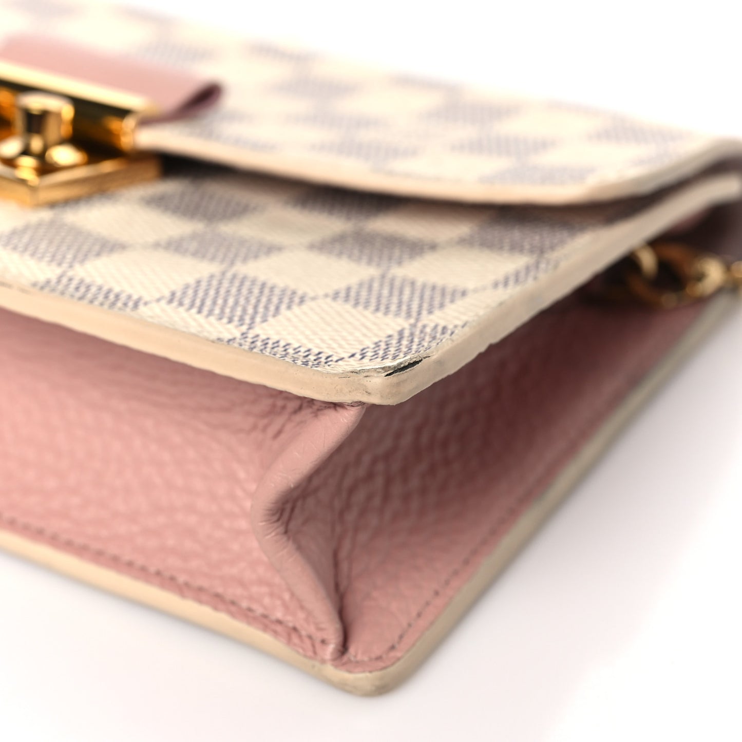 Damier Azur Croisette Chain Wallet Rose Ballerine