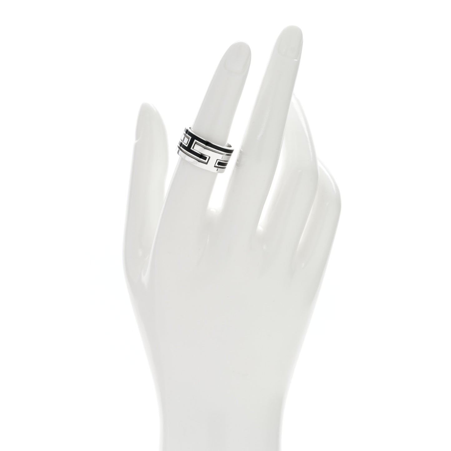 Sterling Silver Enamel Move H Ring 53 6.25 Black
