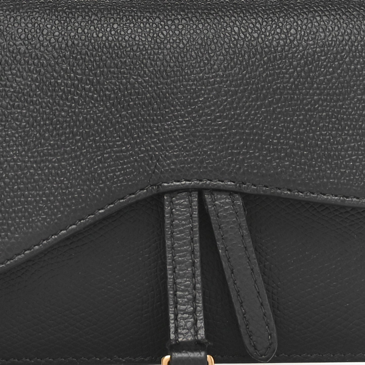 Grained Calfskin Saddle Belt Clutch Black
