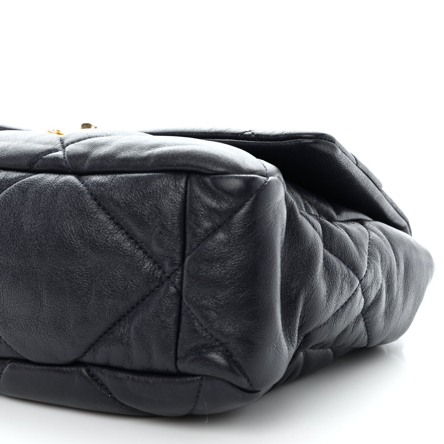 Lambskin Quilted Large Chanel 19 Flap Navy Blue