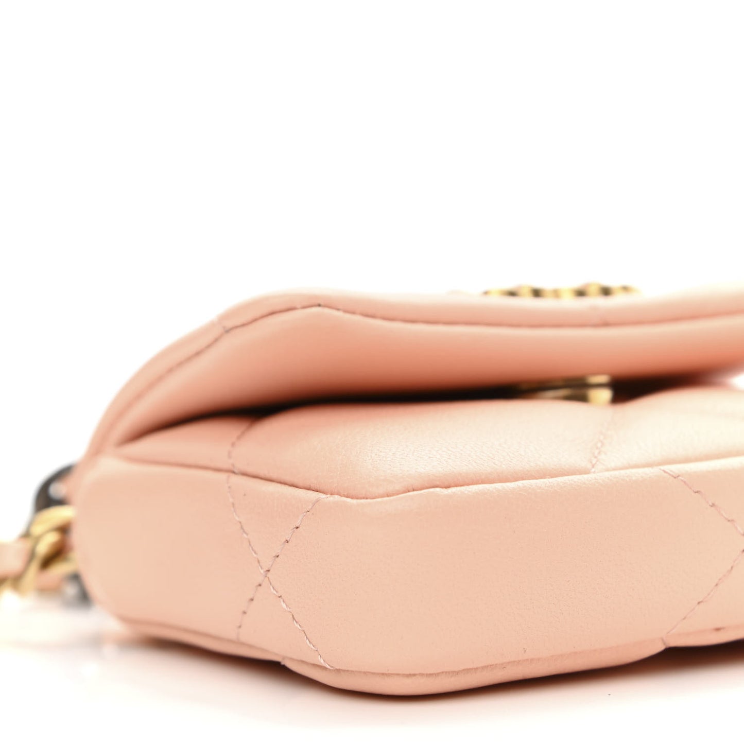 Lambskin Quilted Chanel 19 Flap Belt Bag Light Orange
