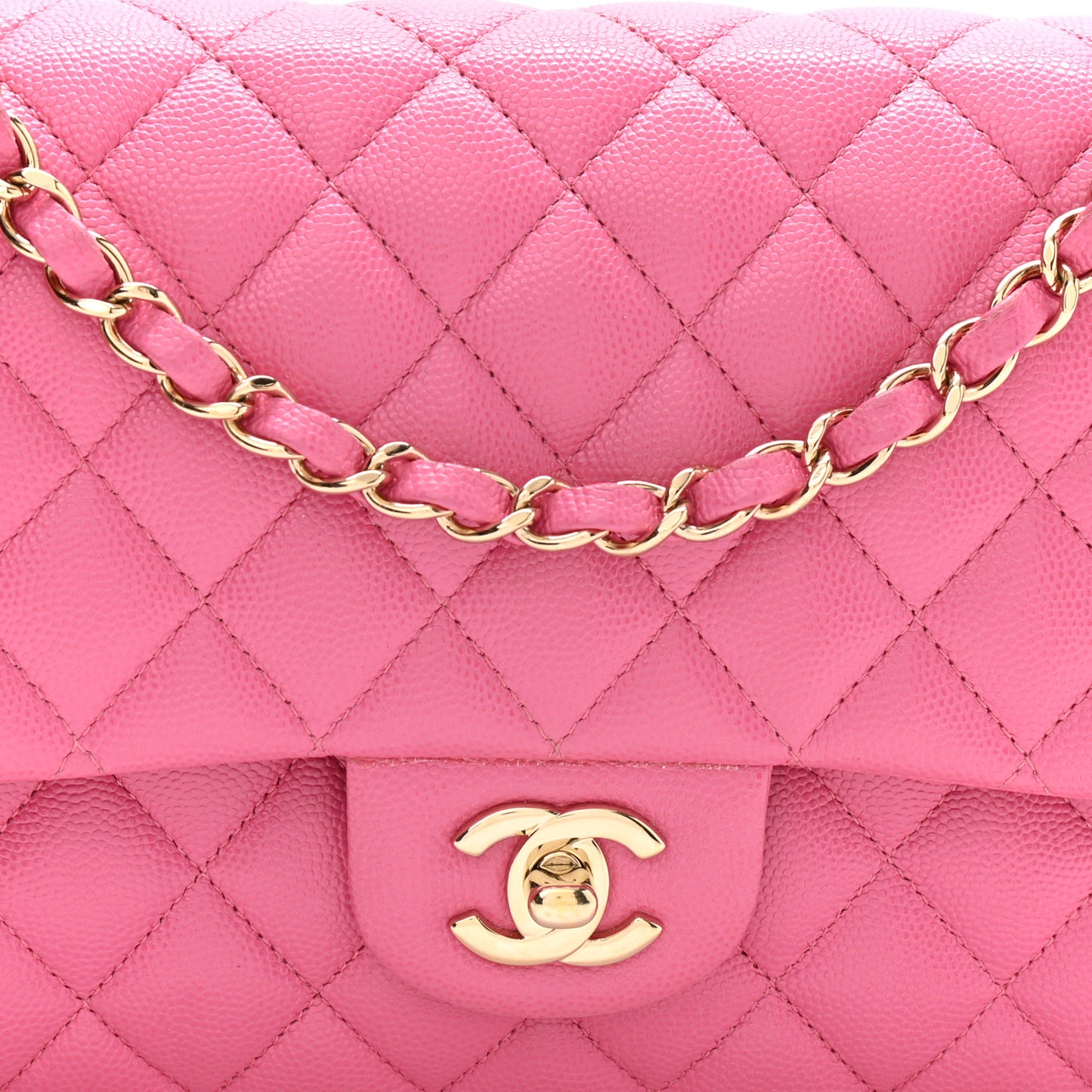 Caviar Quilted Medium Double Flap Pink