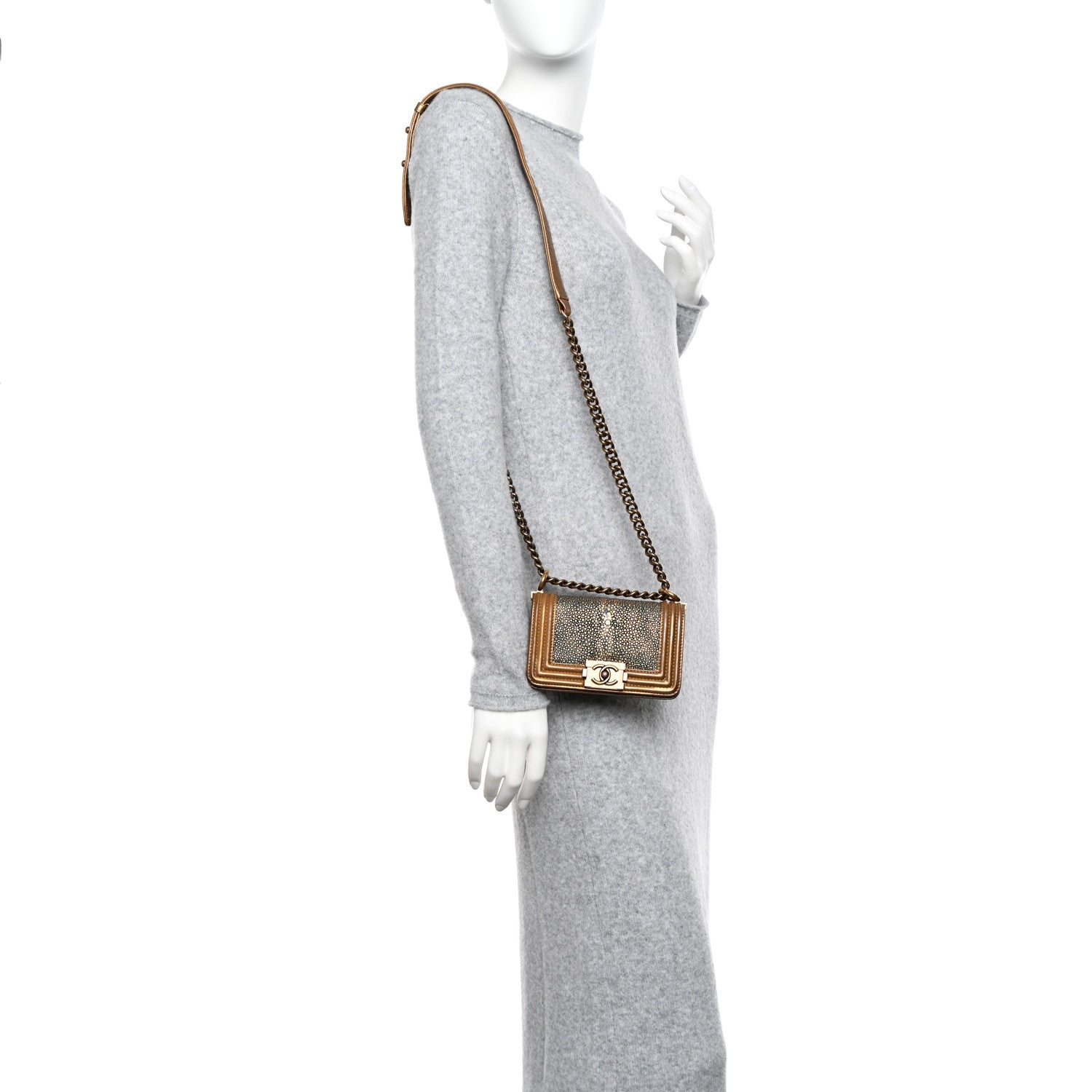 Chanel Galuchat Stingray Mini Boy Flap Gold 3 of 17
