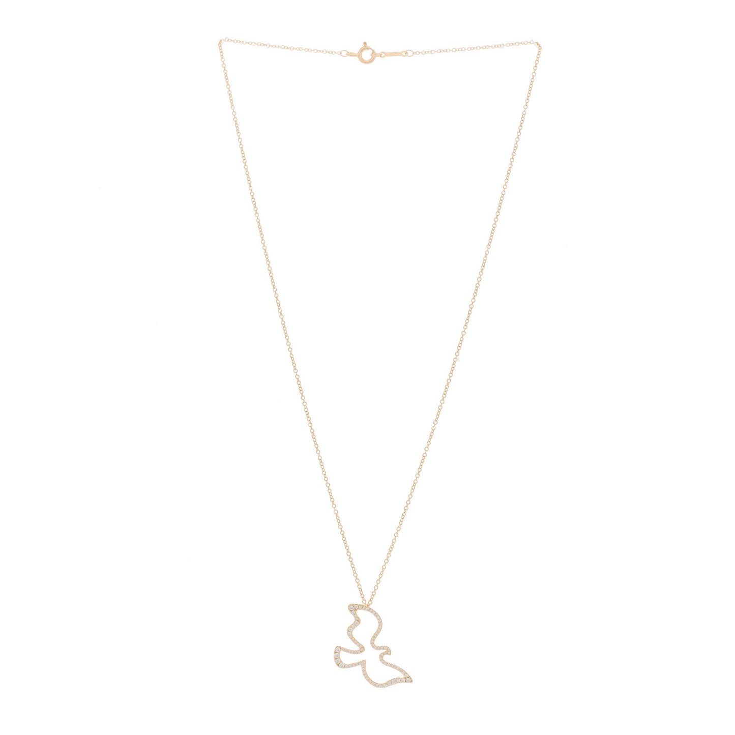 18K Rose Gold Diamond Paloma's Dove Pendant Necklace