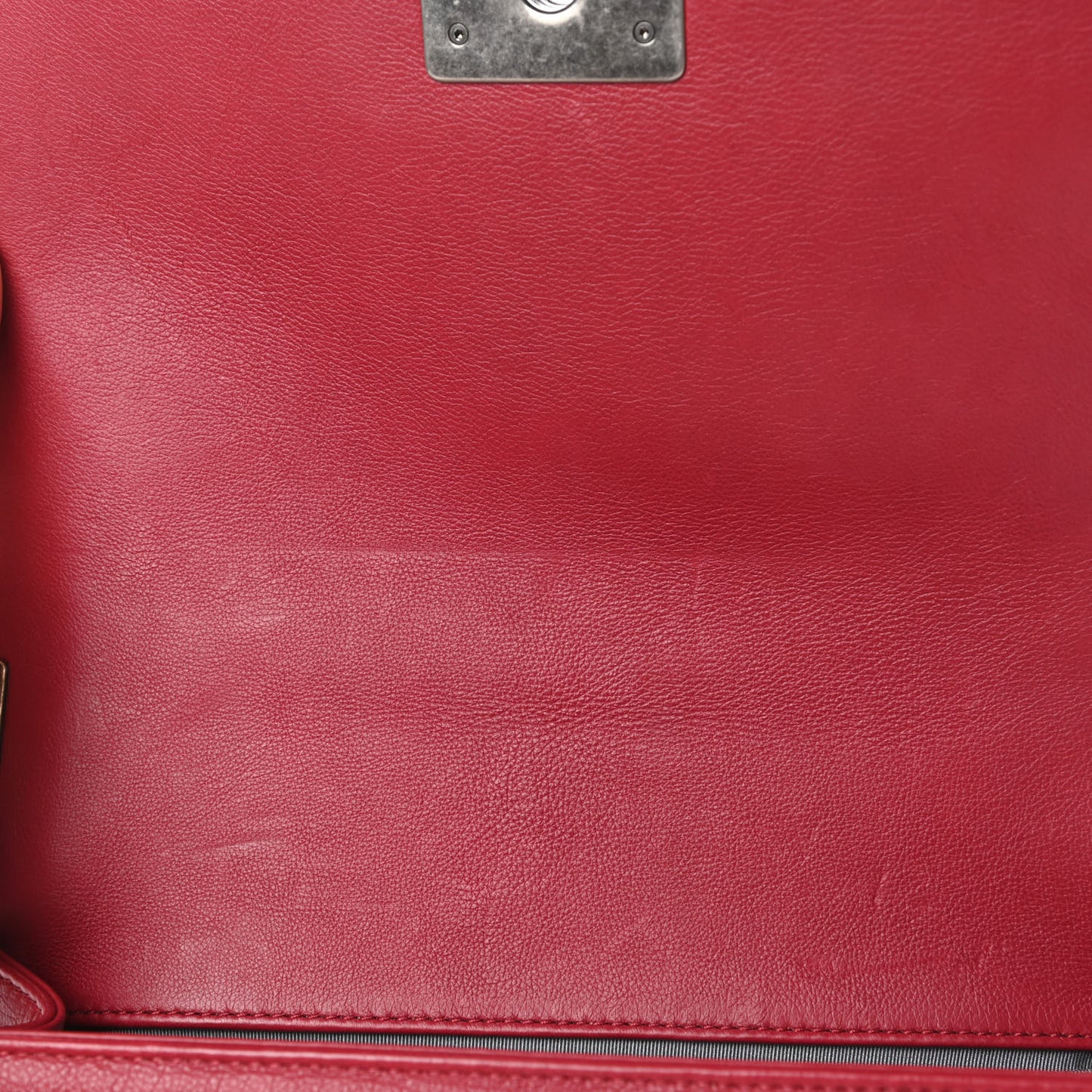 Calfskin Stitched Medium Boy Flap Red