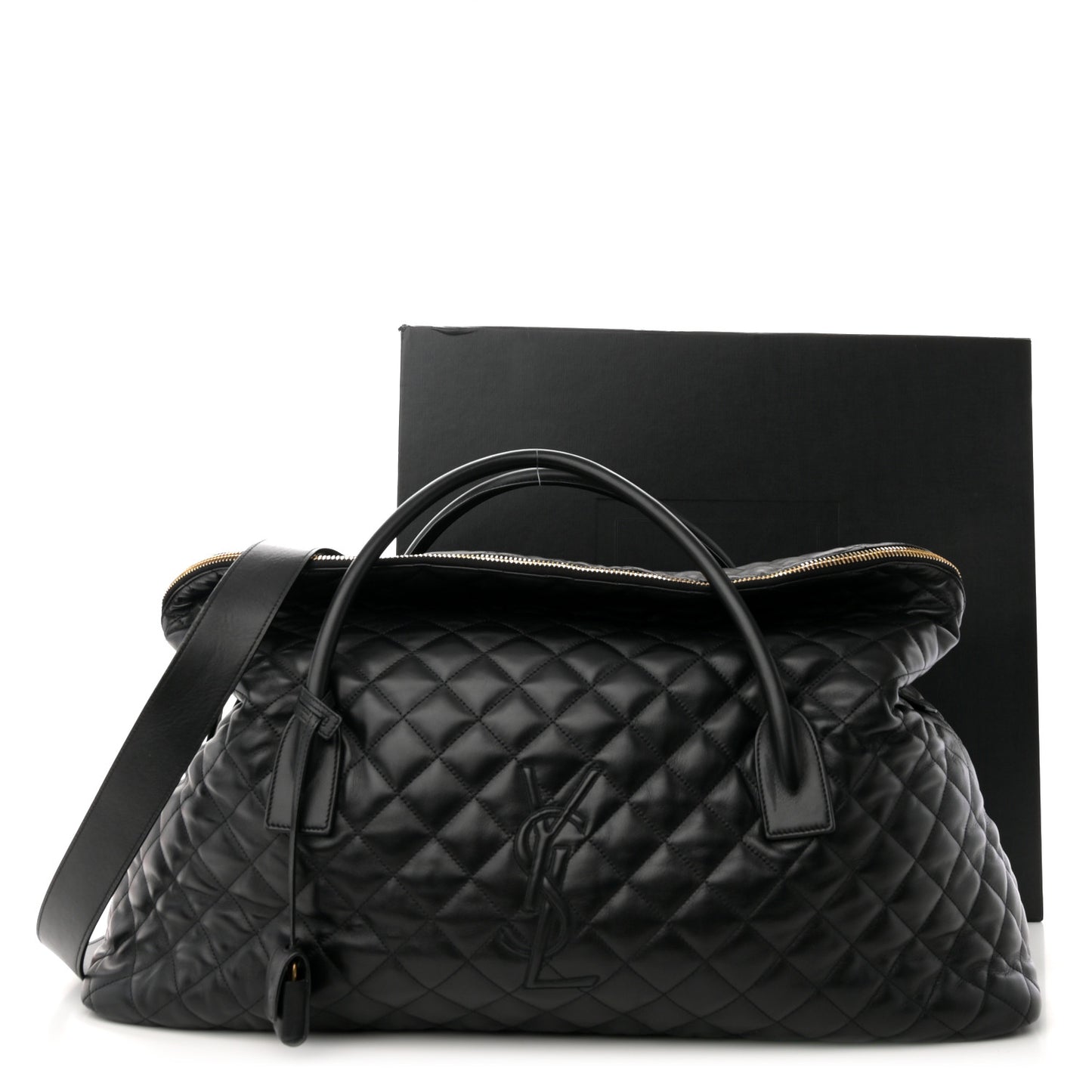 Calfskin Quilted ES Giant Travel Bag Black