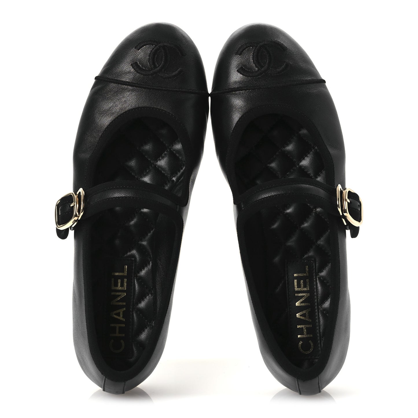 Lambskin Mary Jane Flats 36 Black