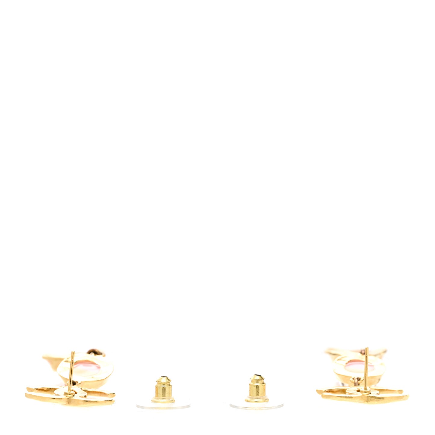 Metal Resin CC Drop Earrings Gold Pink Orange
