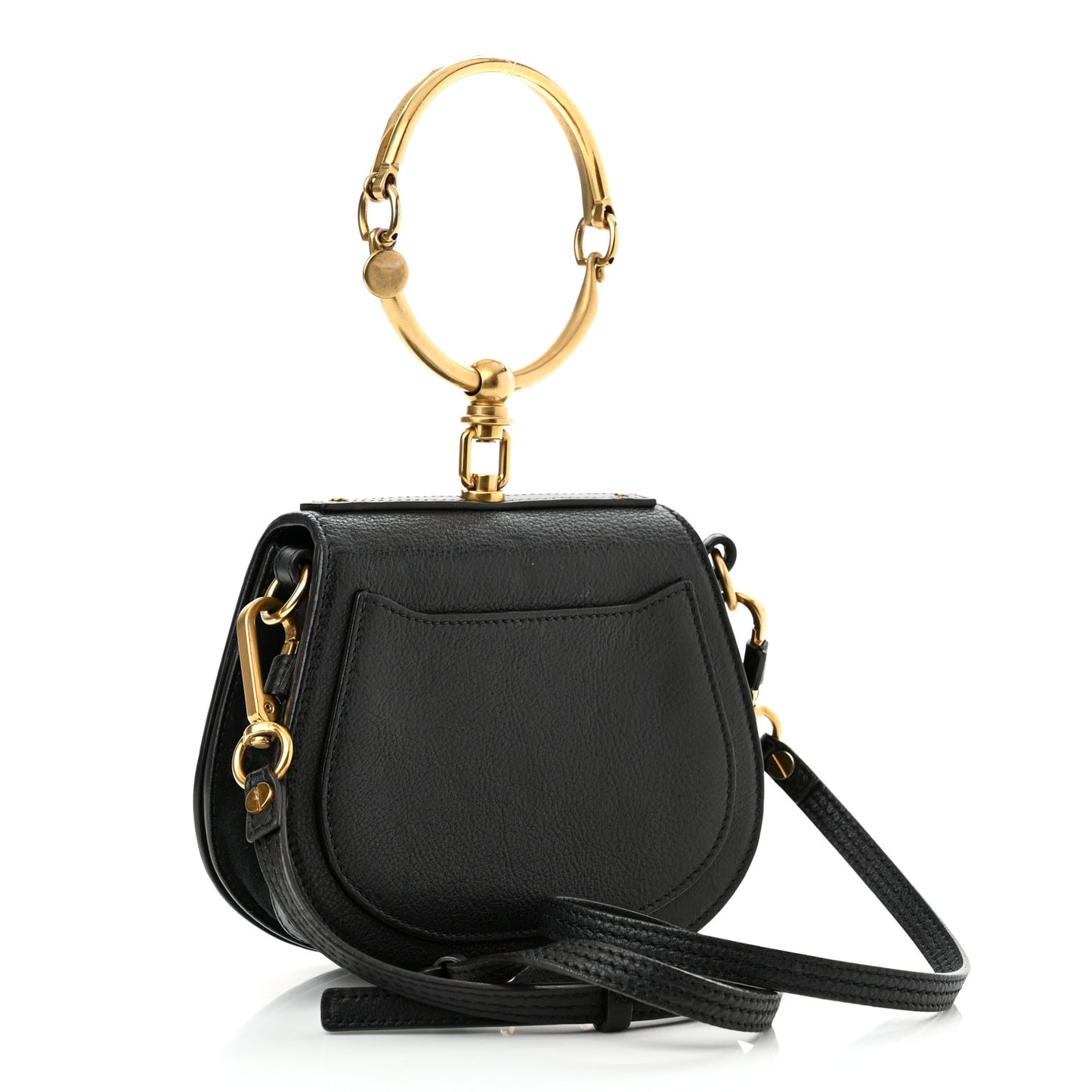 Calfskin Suede Small Nile Bracelet Bag Black