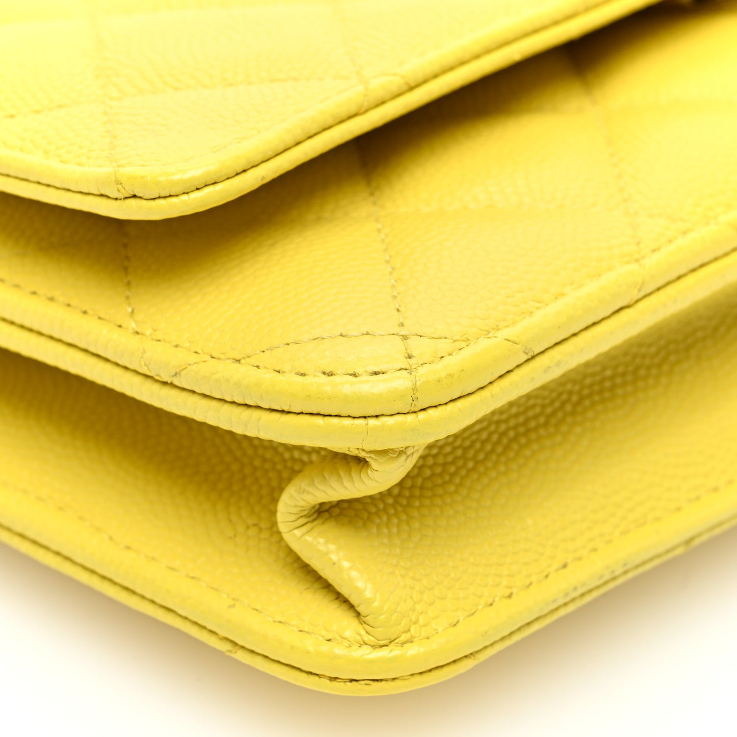 Caviar Quilted Wallet on Chain WOC Yellow