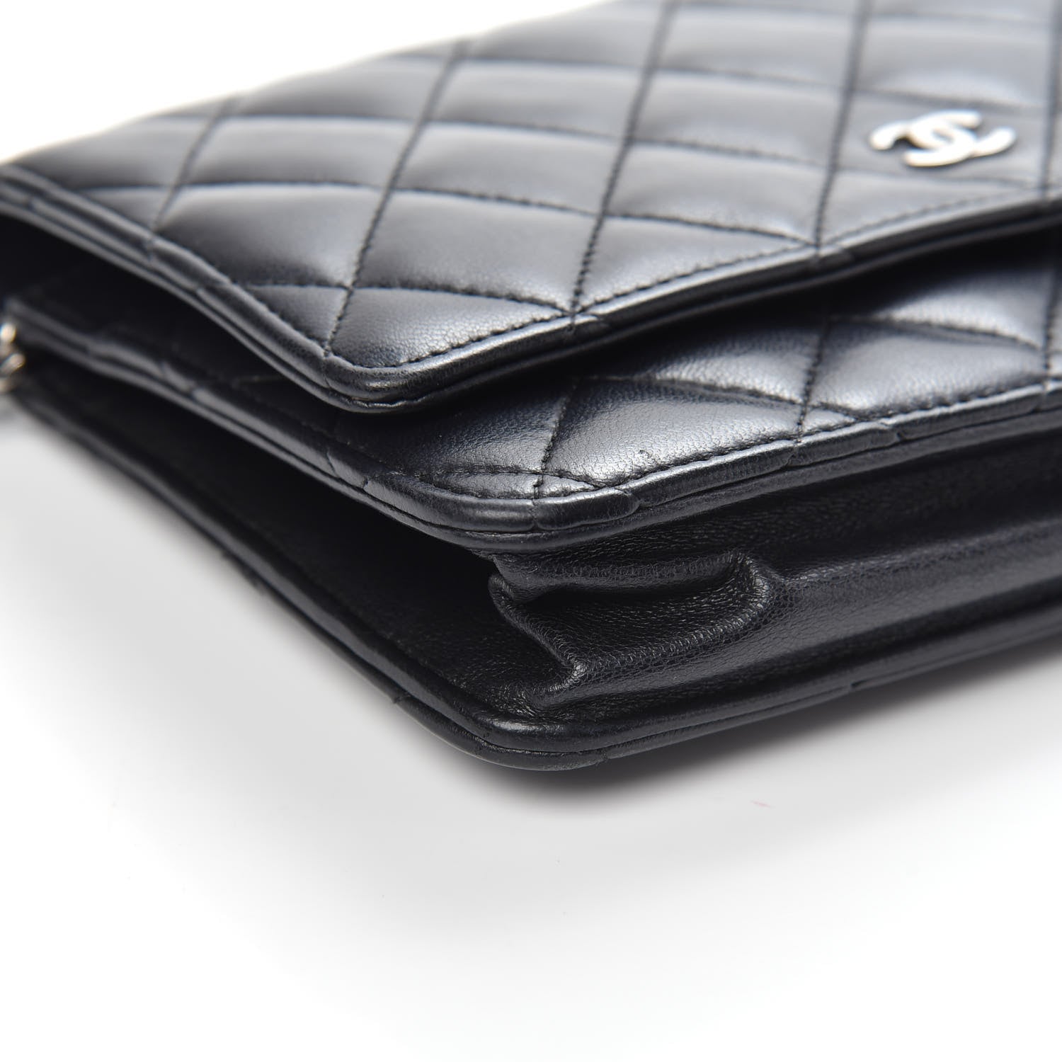 Chanel Lambskin Quilted Wallet On Chain WOC Black 10 of 14
