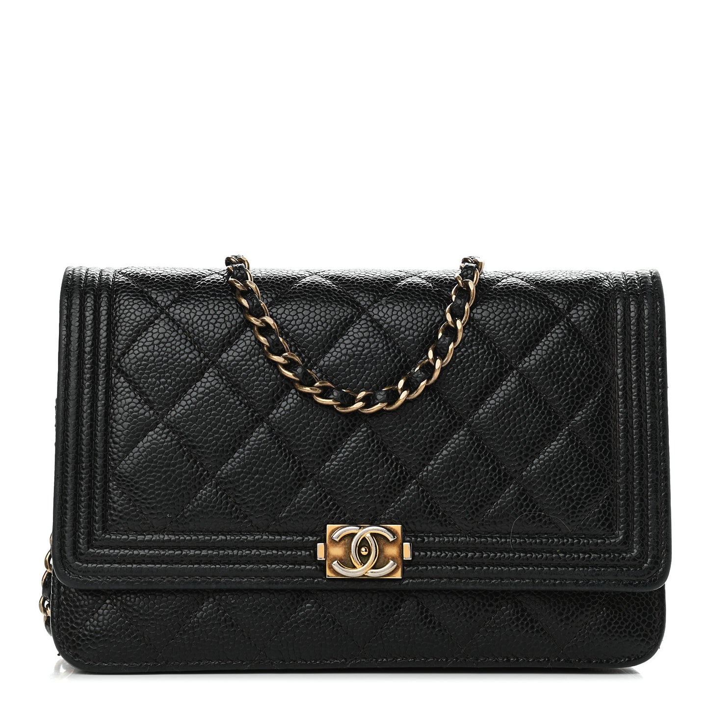 Caviar Quilted Boy Wallet On Chain WOC Black