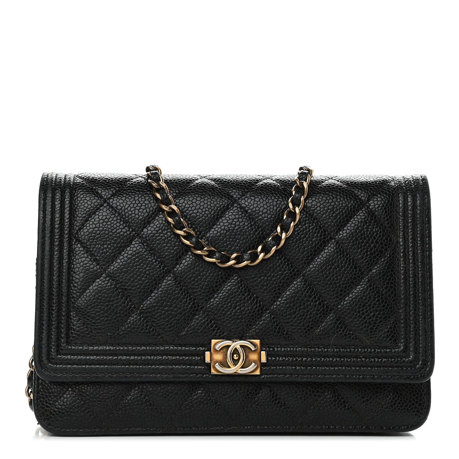 Chanel Caviar Quilted Boy Wallet On Chain WOC Black 1 of 9