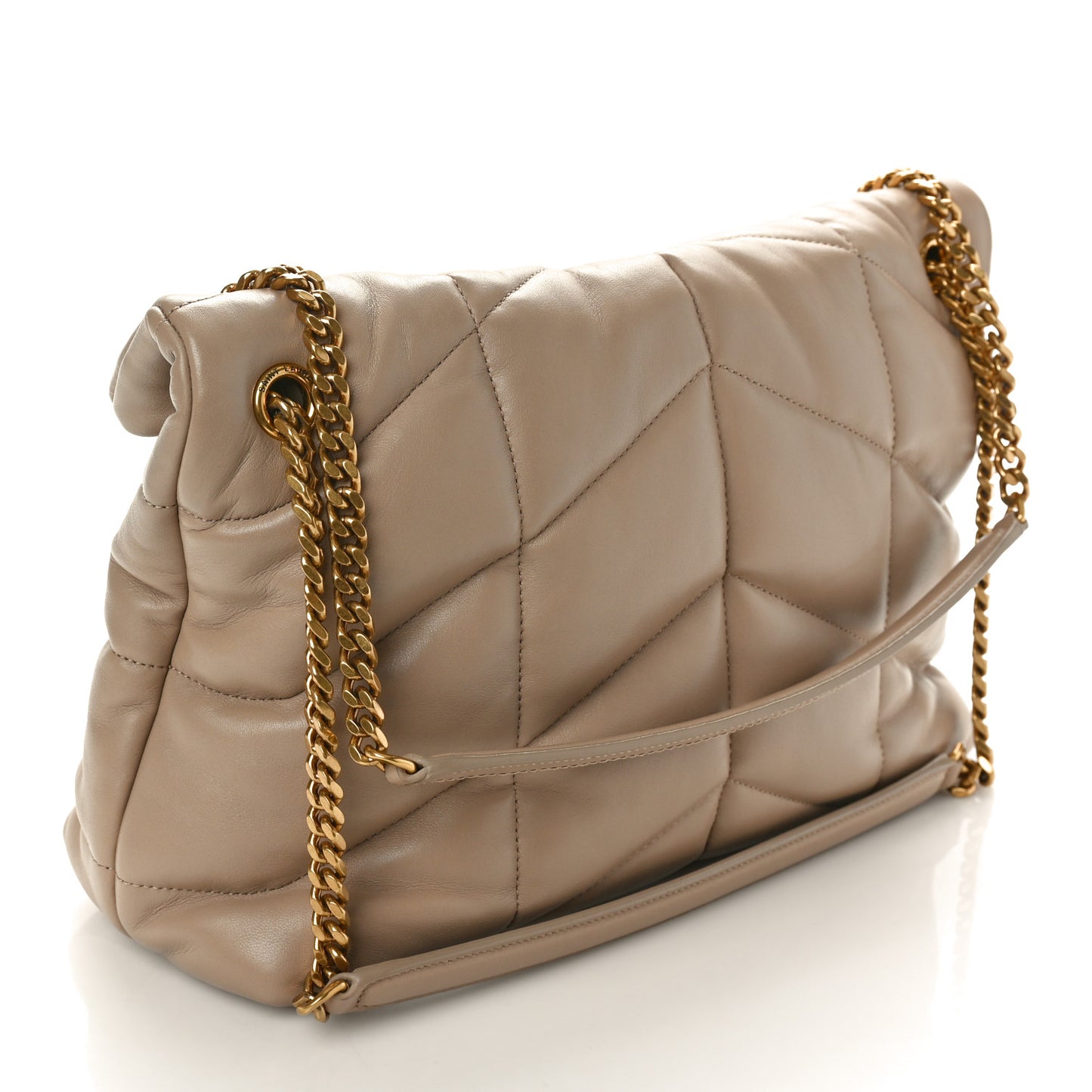 Lambskin Quilted Medium Loulou Puffer Monogram Chain Satchel Dark Beige