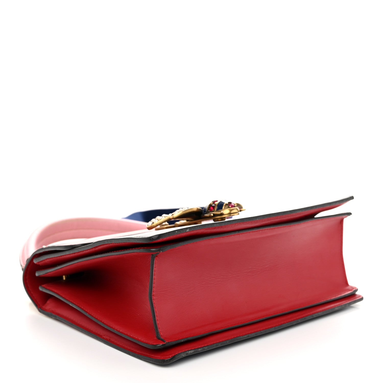 Gucci Calfskin Sylvie Web Small Queen Margaret Top Handle Bag Blue Agata Hibiscus Red Mystic White Sugar Pink 4 of 15