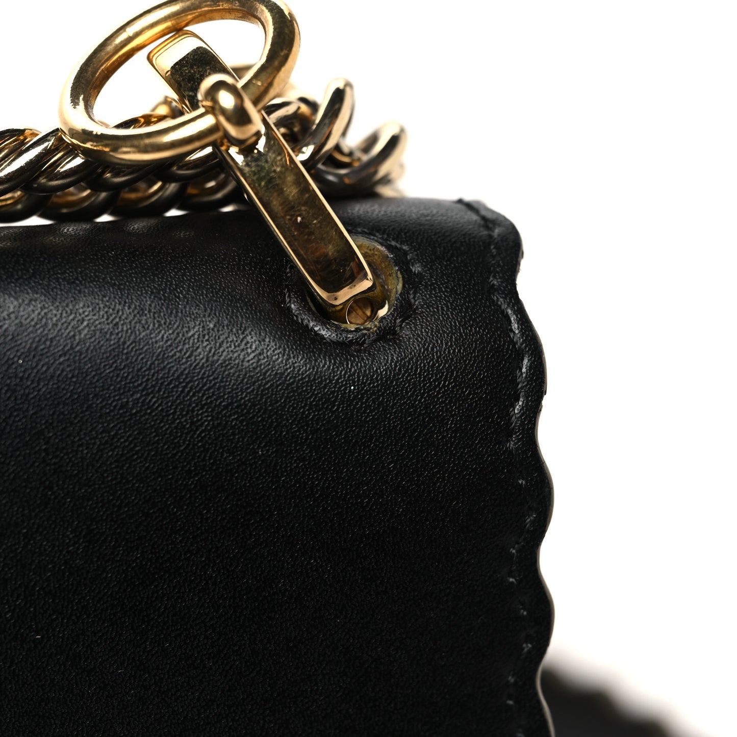 Vitello Liberty Scalloped Studded Small Kan I Shoulder Bag Black