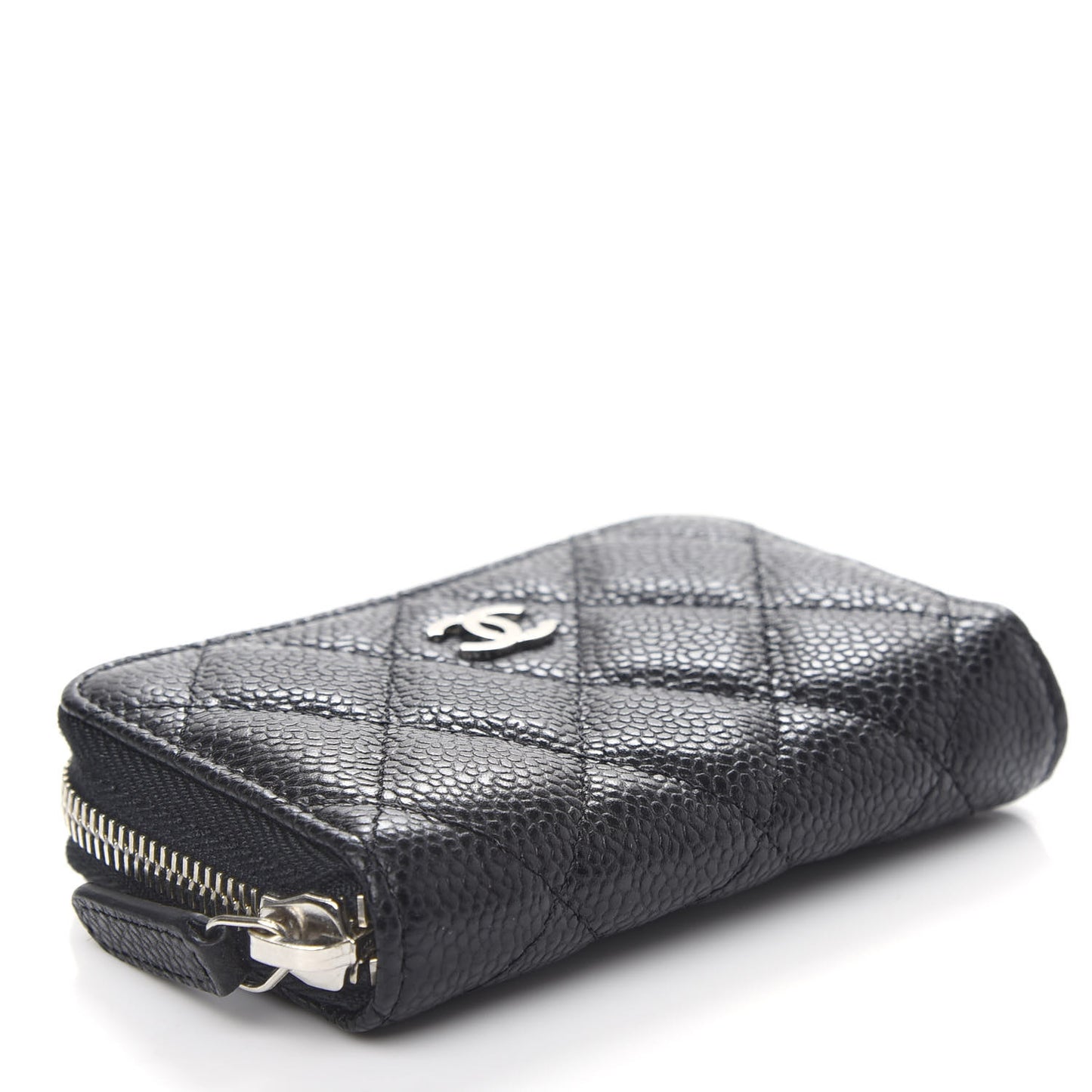 Caviar Quilted Zip Coin Purse Black