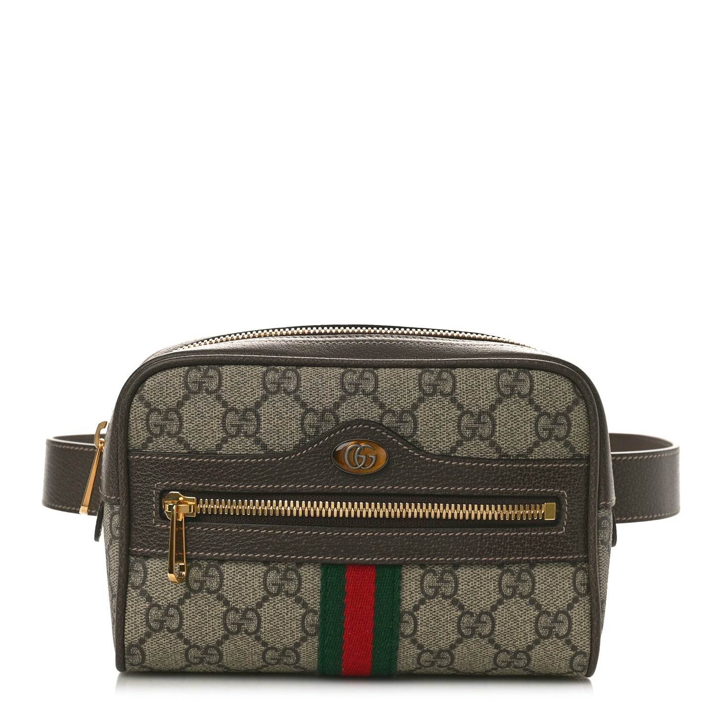 GG Supreme Monogram Web Small Ophidia Belt Bag 75 30 Dark Brown