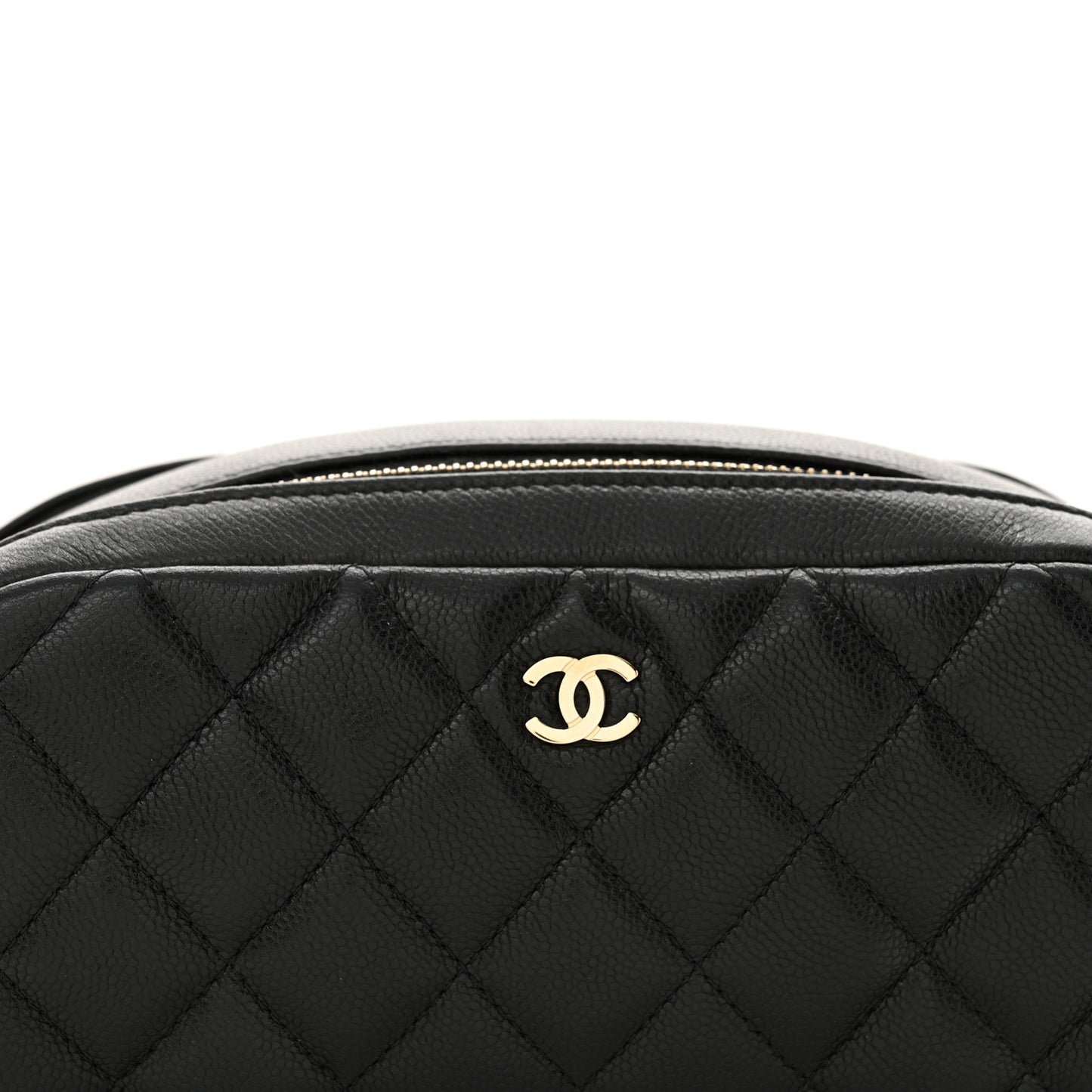 Caviar Quilted Toiletry Case With Chain Black