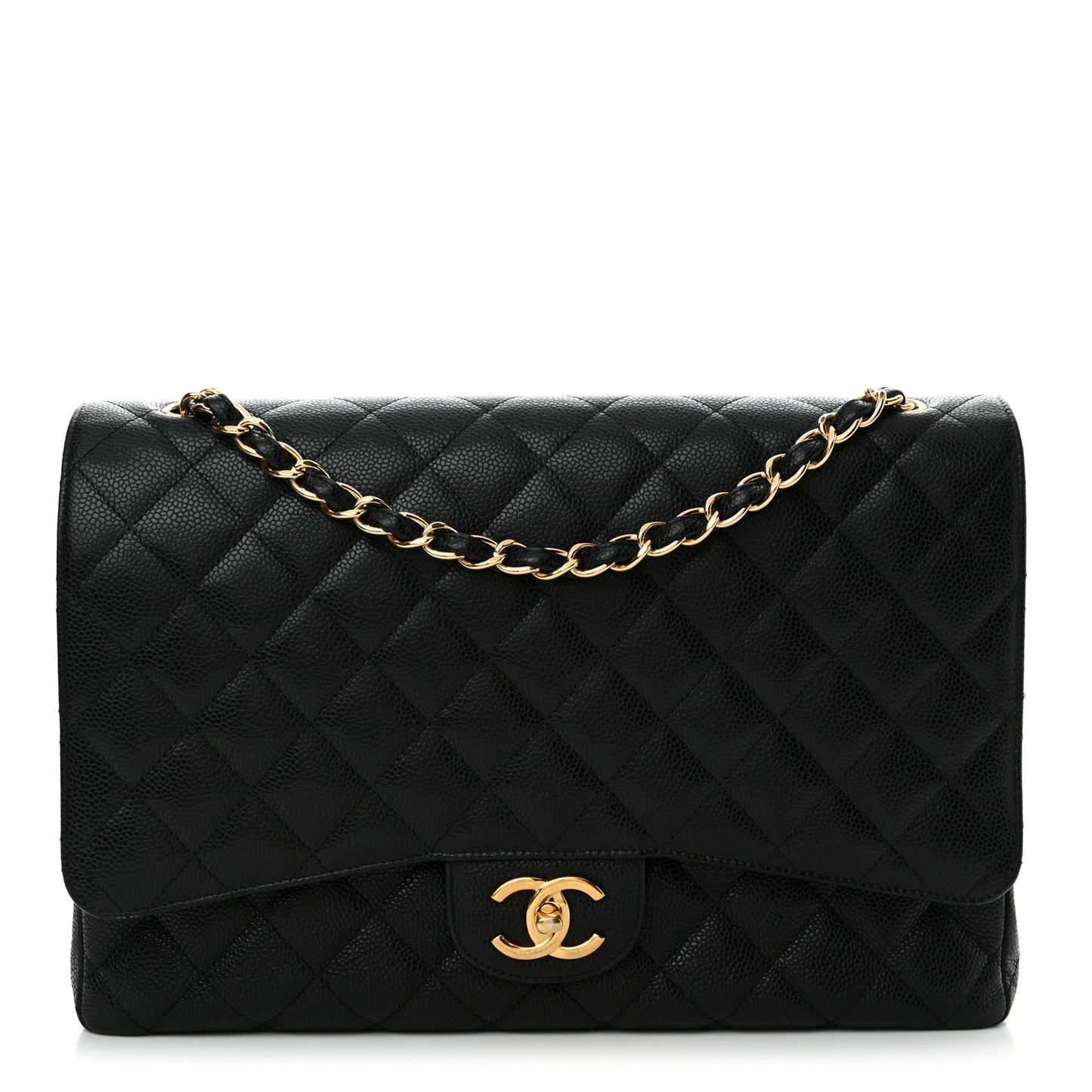 Caviar Quilted Maxi Double Flap Black