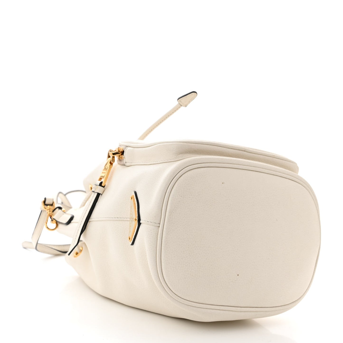 Glace Calfskin Logo Mini Bucket Crossbody Bag White