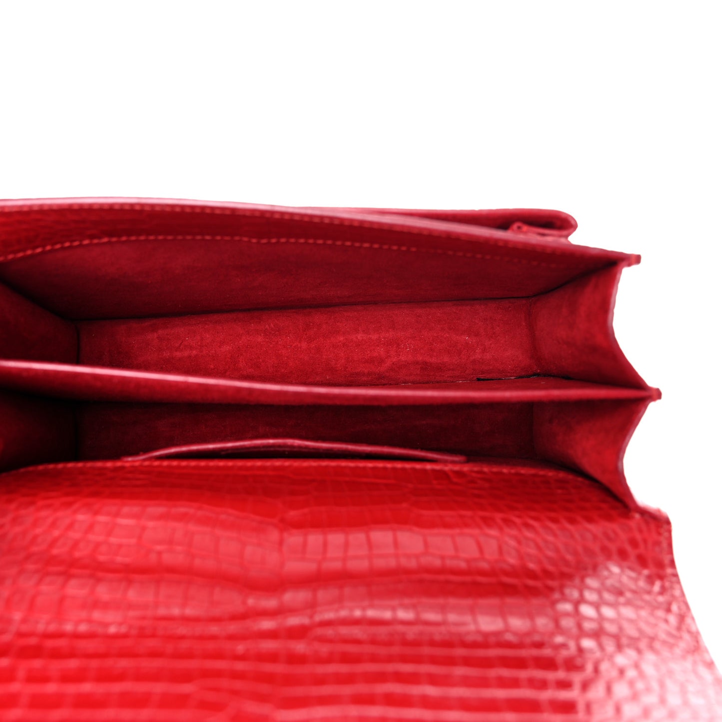 Calfskin Crocodile Embossed Medium Monogram Sunset Rouge Eros