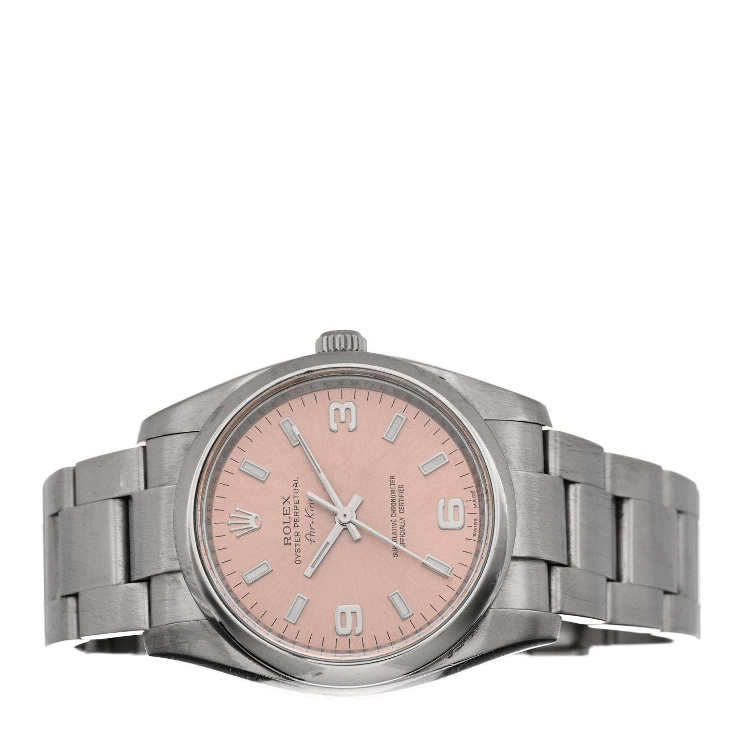 Stainless Steel 34mm Air-King Oyster Perpetual Precision Watch Pink 114200