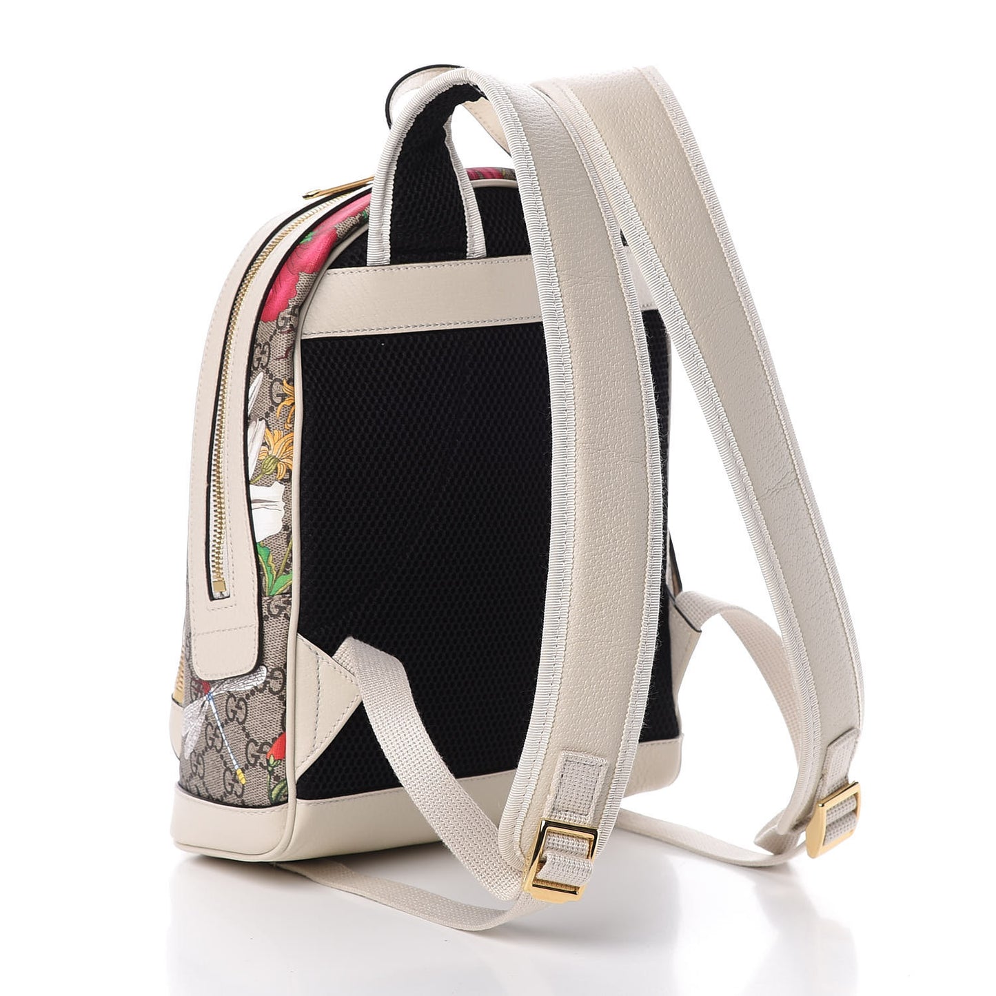 GG Supreme Monogram Flora Web Small Ophidia Day Backpack White