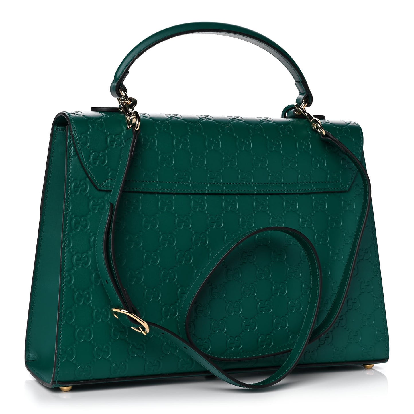 Guccissima Signature Medium Padlock Top Handle Bag Emerald