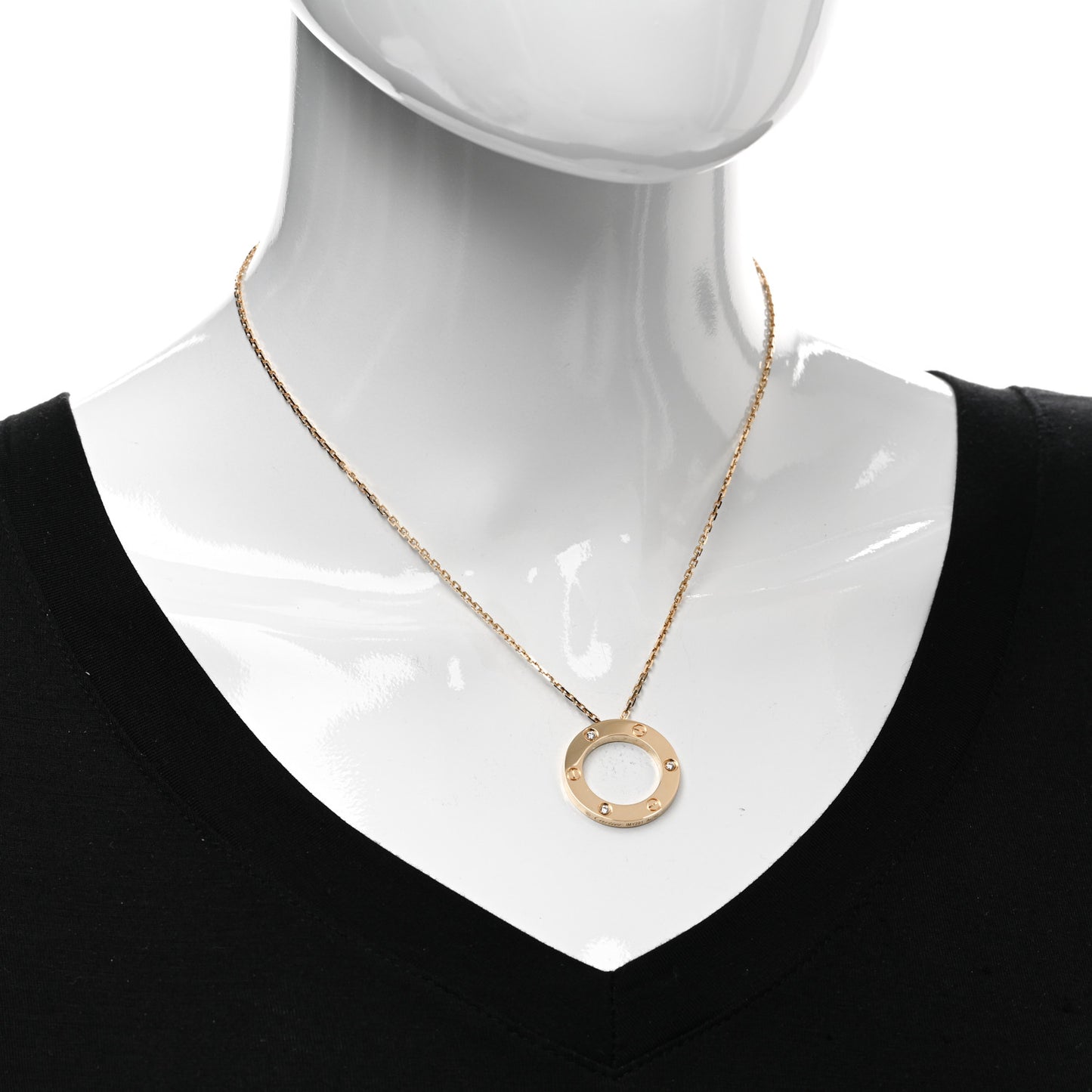 18K Yellow Gold 3 Diamonds LOVE Pendant Necklace