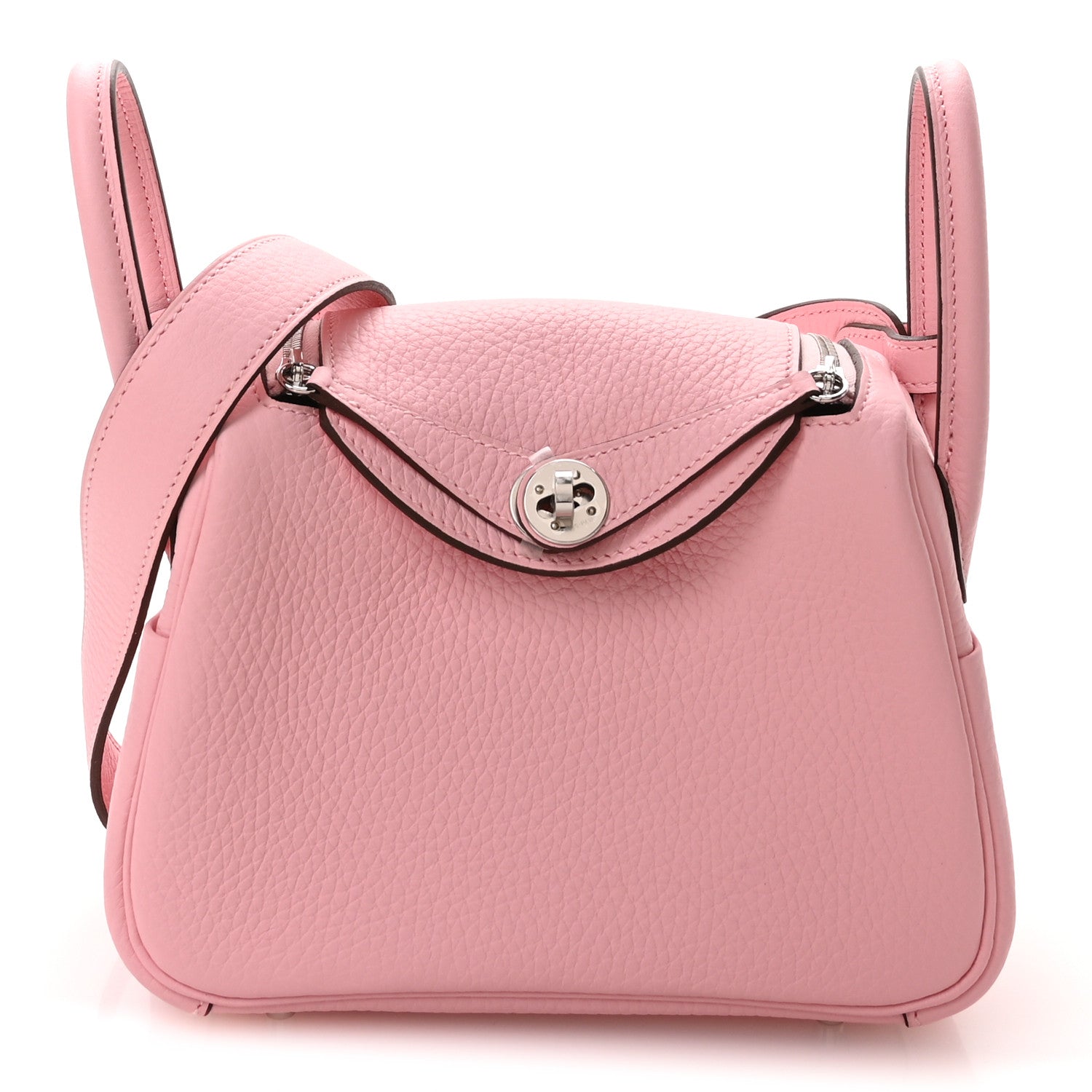 Hermes Taurillon Clemence Verso Mini Lindy 20 Rose Sakura Gris