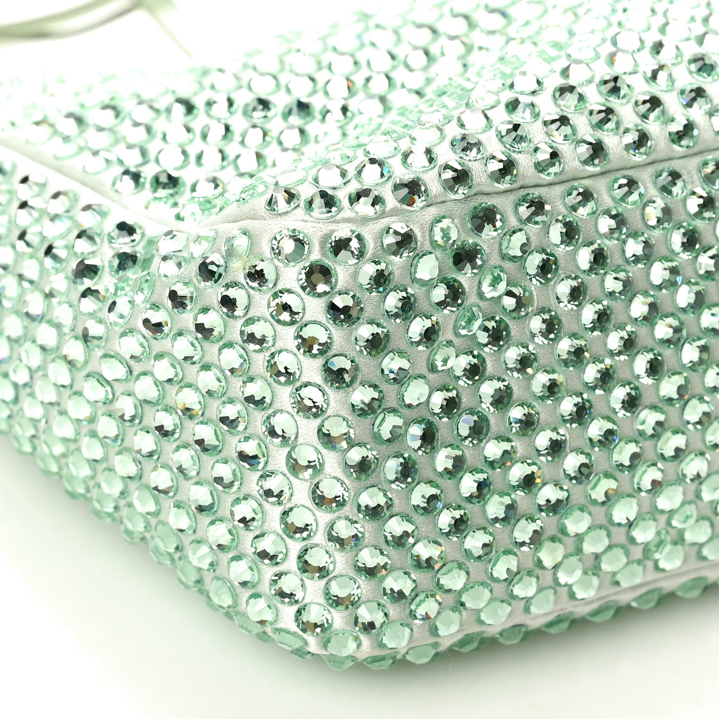 Satin Crystal Mini Re-Edition 2000 Bag Acqua