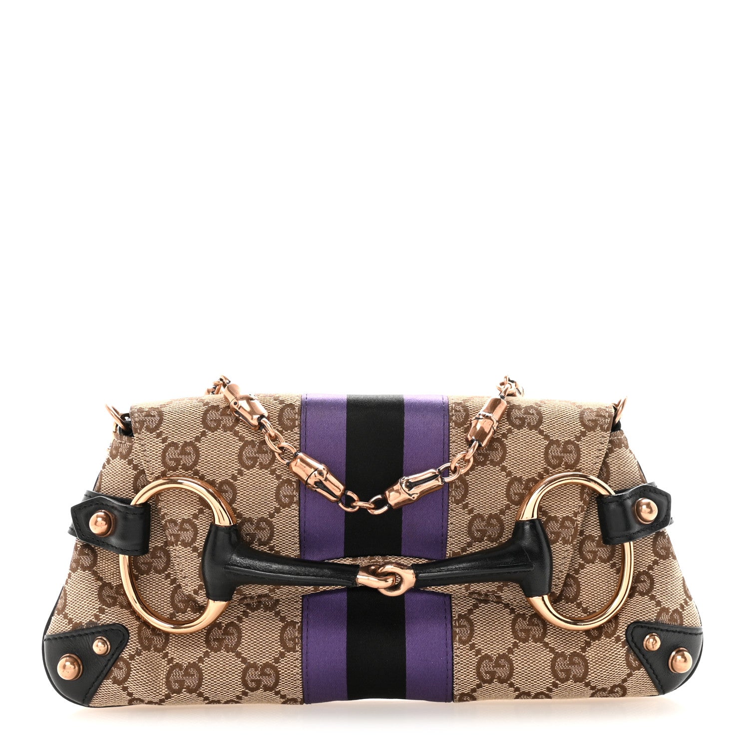 Gucci Tom Ford Monogram Horsebit Web Clutch Purple 1832979