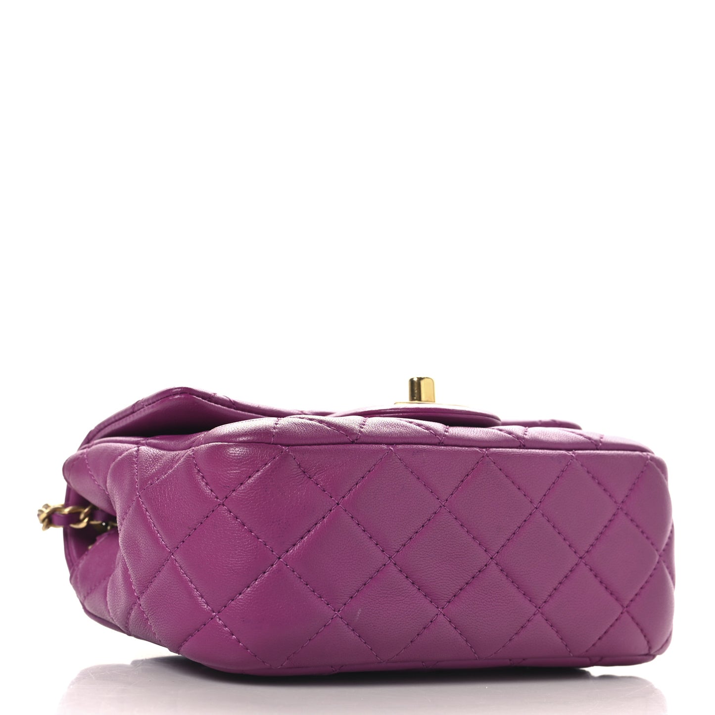 Lambskin Quilted Mini Pearl Crush Flap Purple