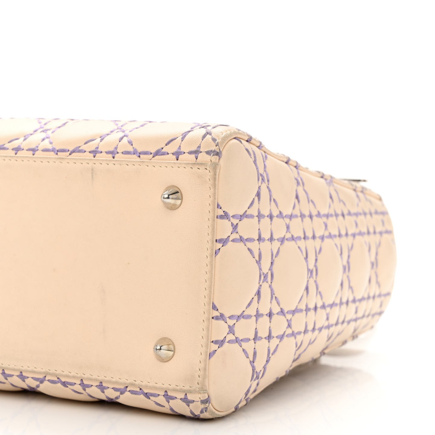 Lambskin Patent Stitched Cannage Medium Lady Dior Beige Purple